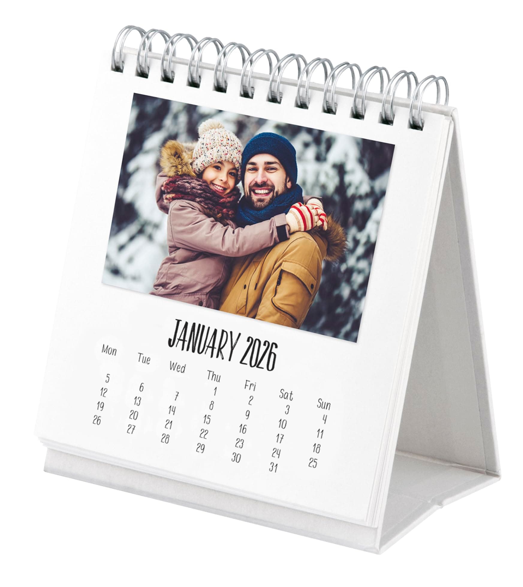 Shot2go 2026 Mini Desktop Photo Calendar - Holds 12 2x3" Photos and Mini Instant Prints