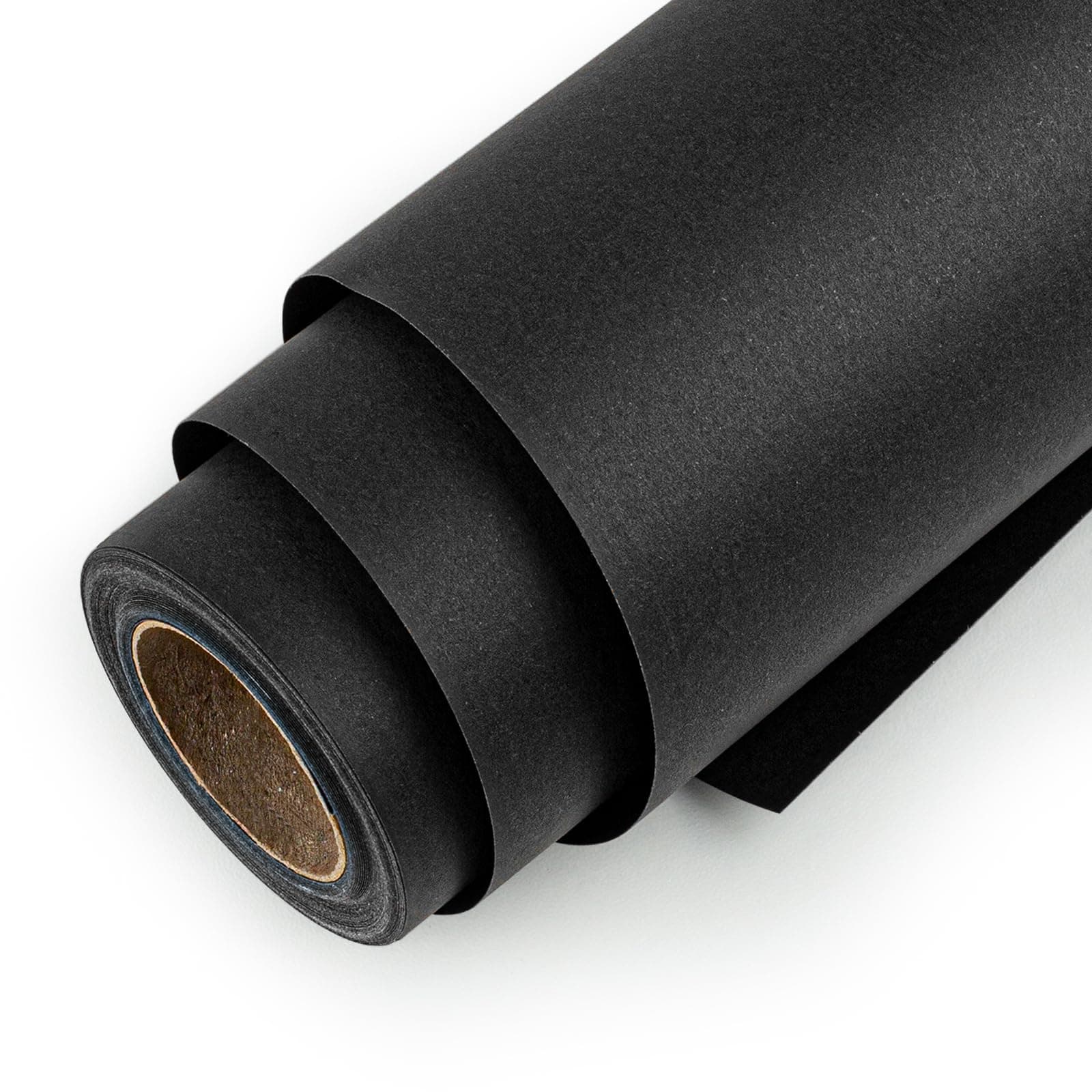 Homeral Black Kraft Wrapping Paper Roll - Recyclable Paper for Birthday, Bridal Shower, Halloween, Christmas - Mini Roll - 17 In x 32.8 Ft