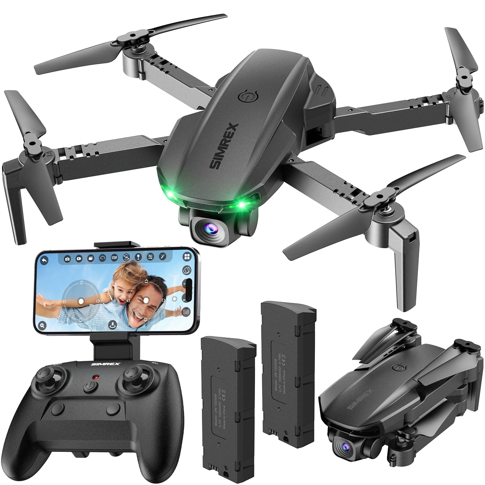 SIMREX Drone With Camera 1080P for Kids And Adults, RC Quadcopter With Altitude Hold, Mini Drone With One Key Start, Waypoint Fly, Headless Mode, 3D Flip, 3 Speeds, Remote Control Drone for Beginners
