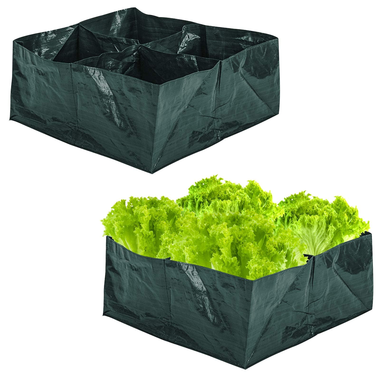 2 Pack Raised Garden Bed- 4 Divided Grids Square Raised Garden Planter Fabric Bag Grow Pot, Plant Grow Bags for Outdoor Herb Flower Vegetable Plants