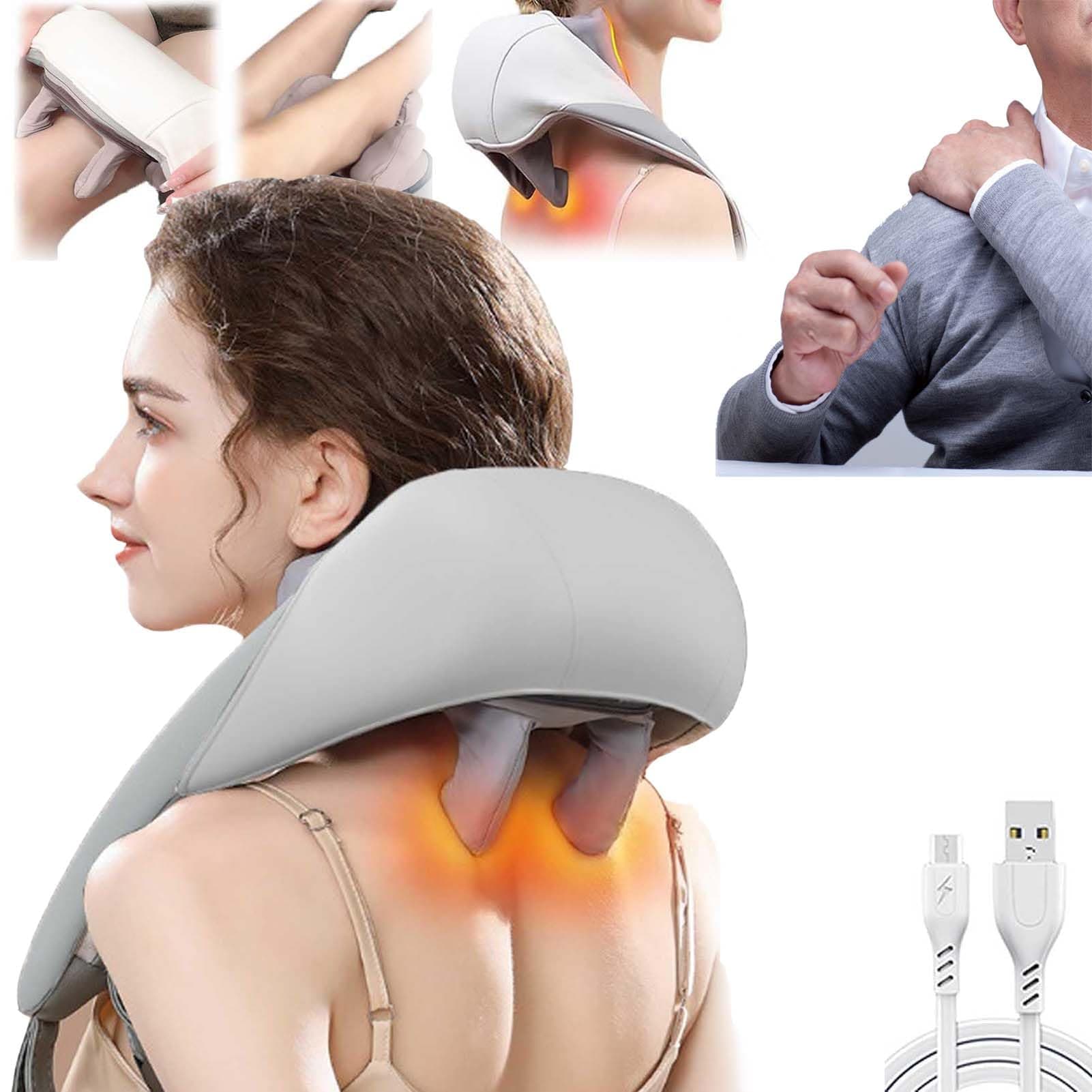 Solosoother Neck Massager, Soothemate - The New Neck and Shoulder Heat Massager, Posture Flex Neck Massager, Soothemate Neck Massager, 5d Kneading Shiatsu Neck and Back Massager with Heat (grey)