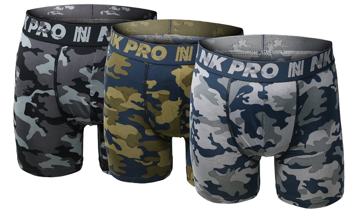 Men's Performance Boxer Briefs Sports Underwear 3 Pack (Medium, Camouflage Grey/Navy/Green/)