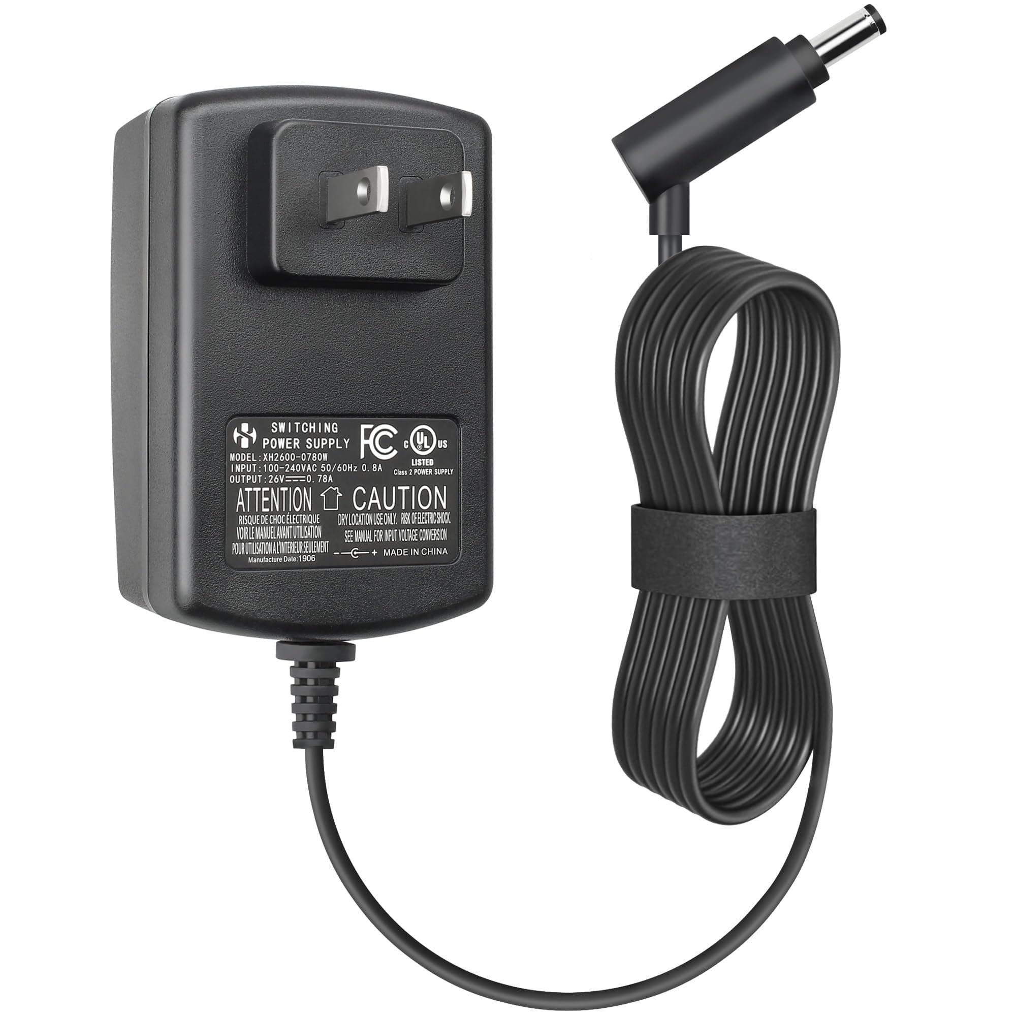 Charger for Dyson Cordless Vacuum V6 V7 V8 DC58 DC59 DC61 DC62 SV03 SV04 SV05 SV06 SV07 SV09 Absolute Animal Fluffy Motorhead Vacuum Power Supply, 26V 0.78A AC DC Adapter, UL Listed, 6FT Power Cord