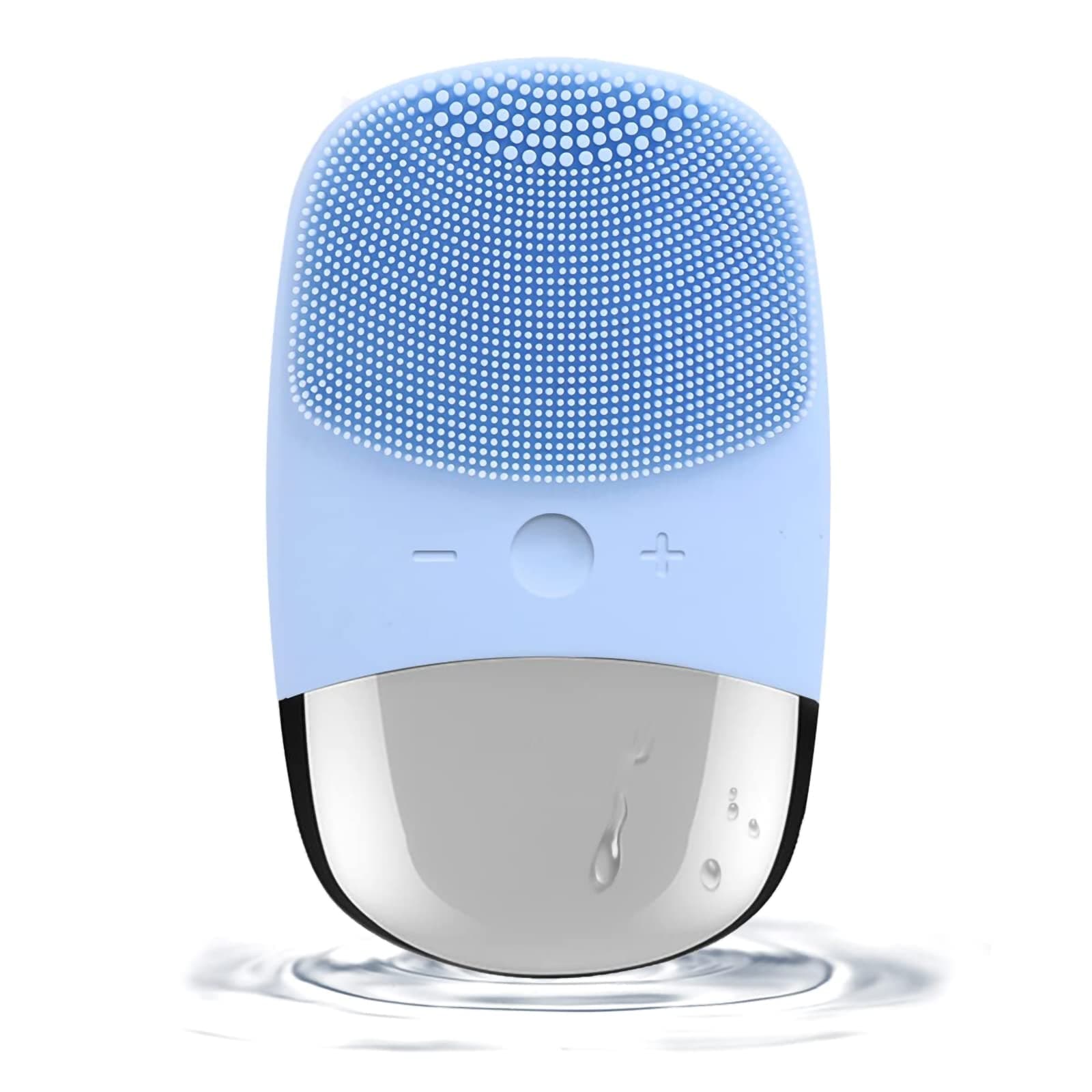 Facial Cleansing Brush, 3-in-1 Electric Silicone Face Scrubber, Vibrating Massager, IPX7 Waterproof, USB Rechargeble Face Scrubber Brush for Deep Cleanning, Blackhead Remover, Exfoliating (Blue)