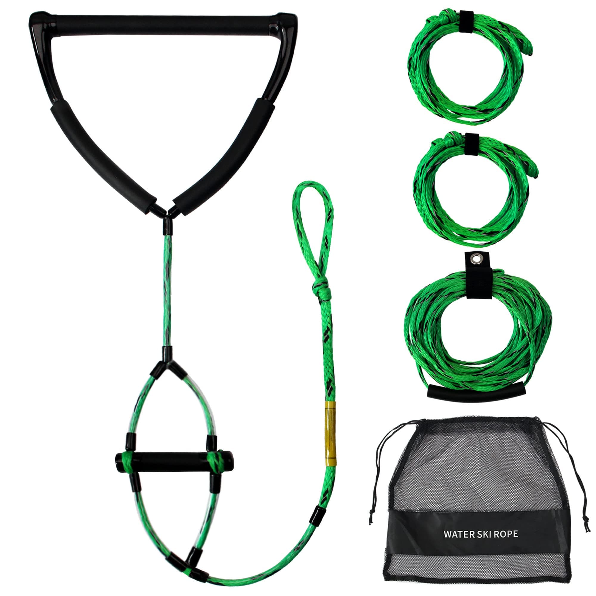 75ft Wakeboard Water Ski Kneeboard Rope with 15in Floating Handles,4 Sections Watersports Tow Rope for Tubing