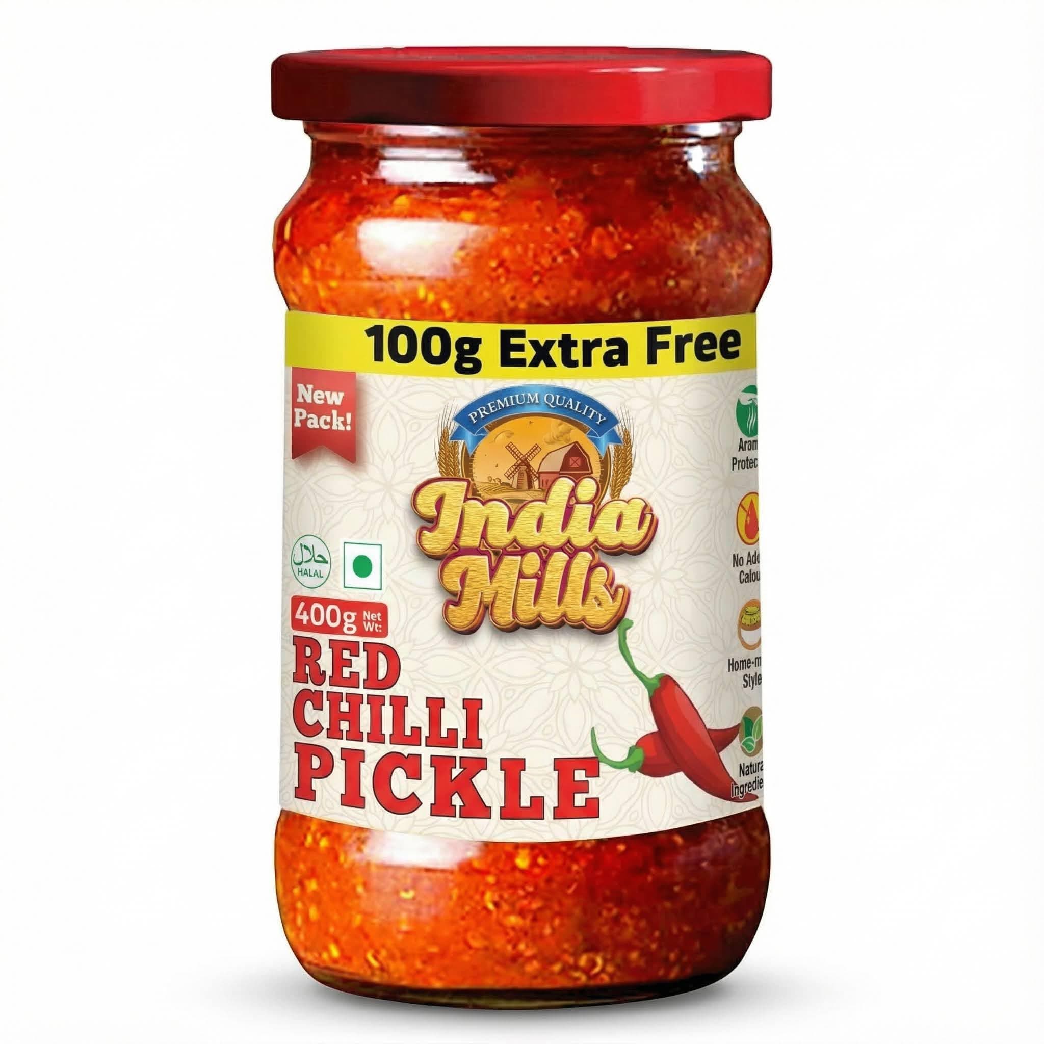 INDIA MILLS Red Chilli Pickle, 400 Gm