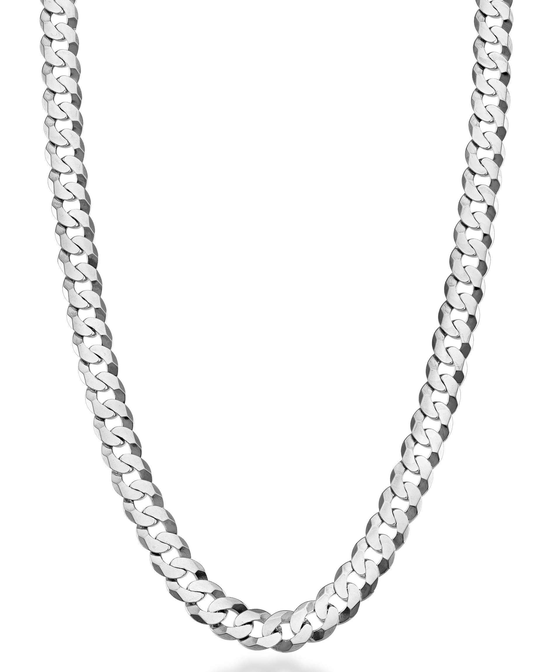 Solid 925 Sterling Silver Italian 7mm Diamond Cut Cuban Link Curb Chain Necklace for Men Women