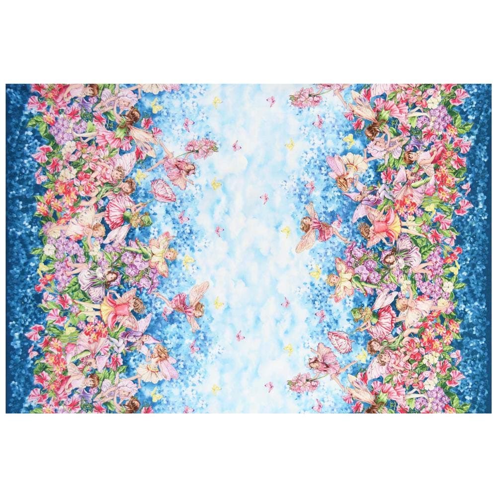 Michael Miller Quilt Fabrics Michael Miller Cicely Mary Barker Whisper Flower Fairies Fairy Whispers Border Metallic Celestial Quilt Fabric by the Yard, Celestial