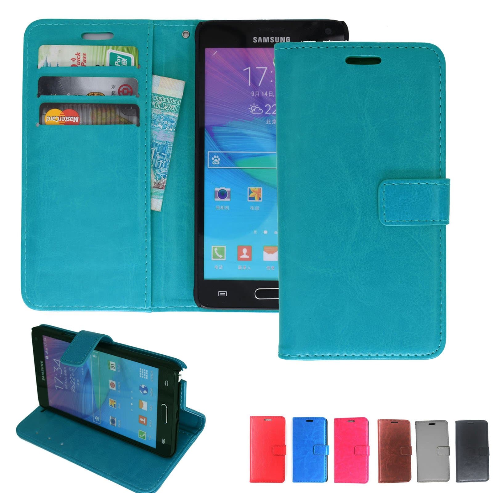 Note 4 Case, ipart Luxury PU Leather Wallet Case Flip Cover with Card Slots Kickstand for Samsung Galaxy Note 4, Blue