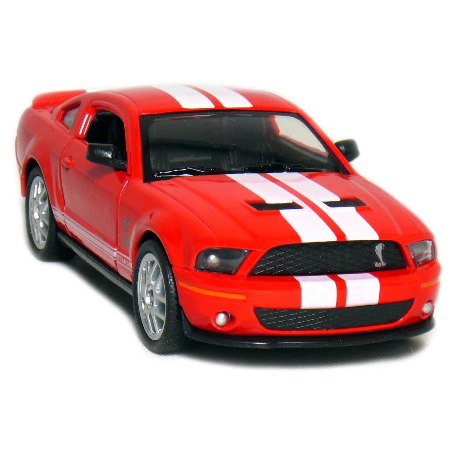2007 Ford Shelby GT500 with Racing Stripes 1:38 Scale 5 Inch Die Cast Metal Model Toy Muscle Car (Red)
