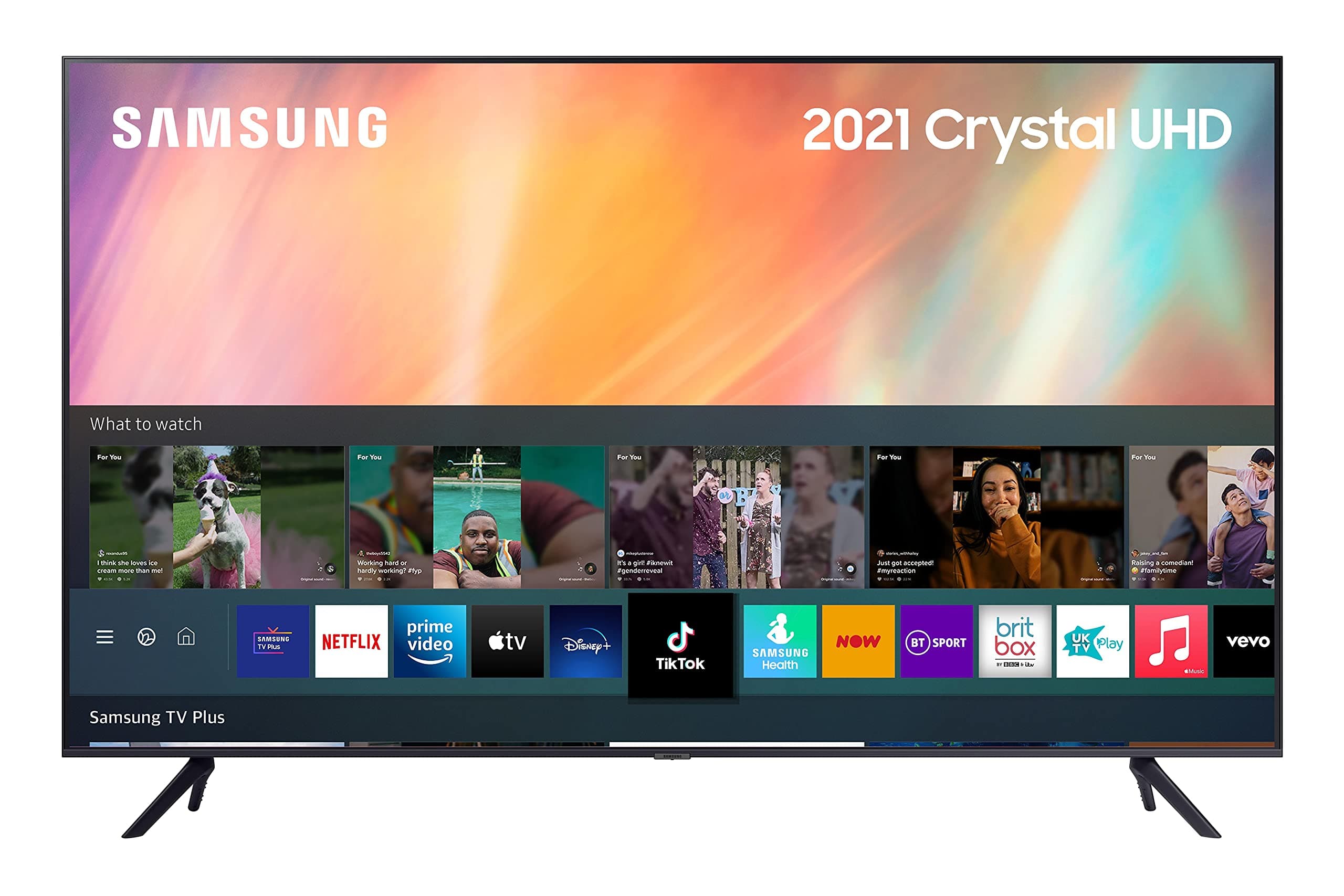 Samsung AU7110 65 Inch Smart TV (2021 Black) – Ultra Clear Picture 4K TV With HDR10+, Crystal Processor, Purcolour, Compatible With Alexa, Adaptive Sound, Samsung Q-Symphony Audio - UE65AU7110KXXU