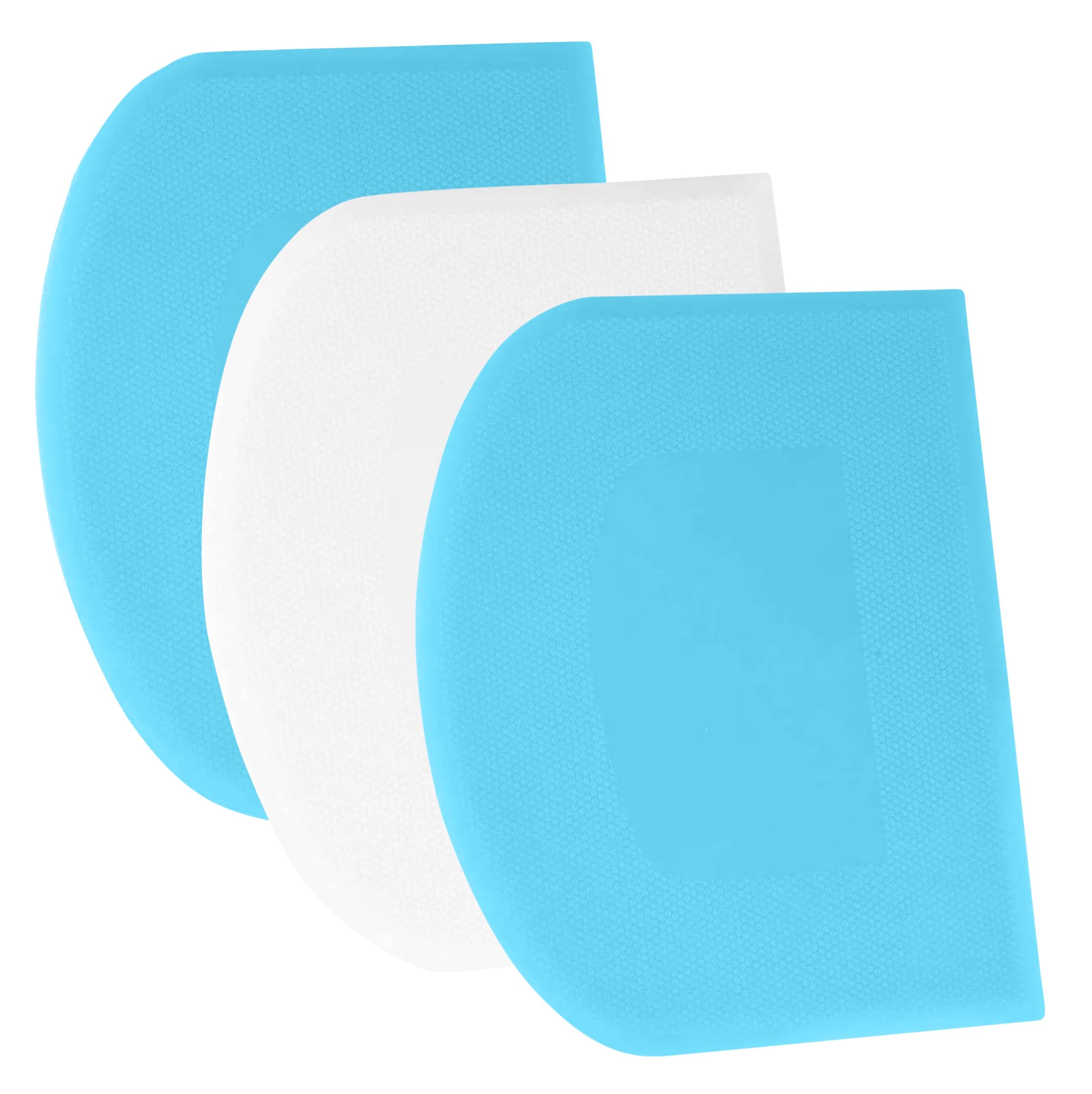 SURDOCA Dough Scraper Bench Scraper - 3P 7.1x4.9 Plastic Flexible Bowl Scraper, Sharp Edge & Angles Cake Scraper. Non-Slip Bakeware Decorating Tools Sculpting & Modeling Tools - Blue+White+Blue