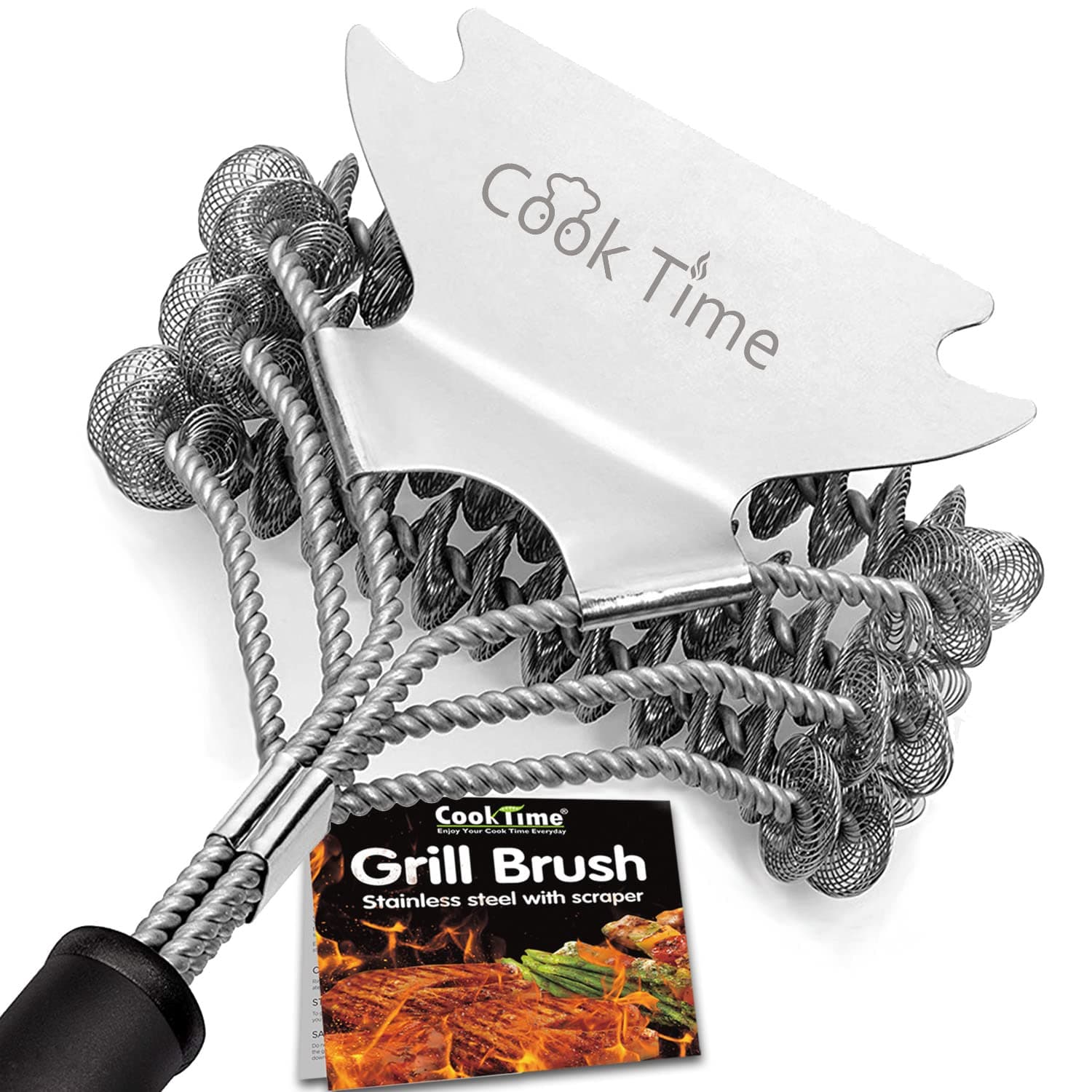 Safe Grill Brush - Bristle Free BBQ Grill Cleaner/Scraper - 18'' Stainless Steel Grill Cleaning Scrubber,Great BBQ Accessories for Clean All Grill Grates