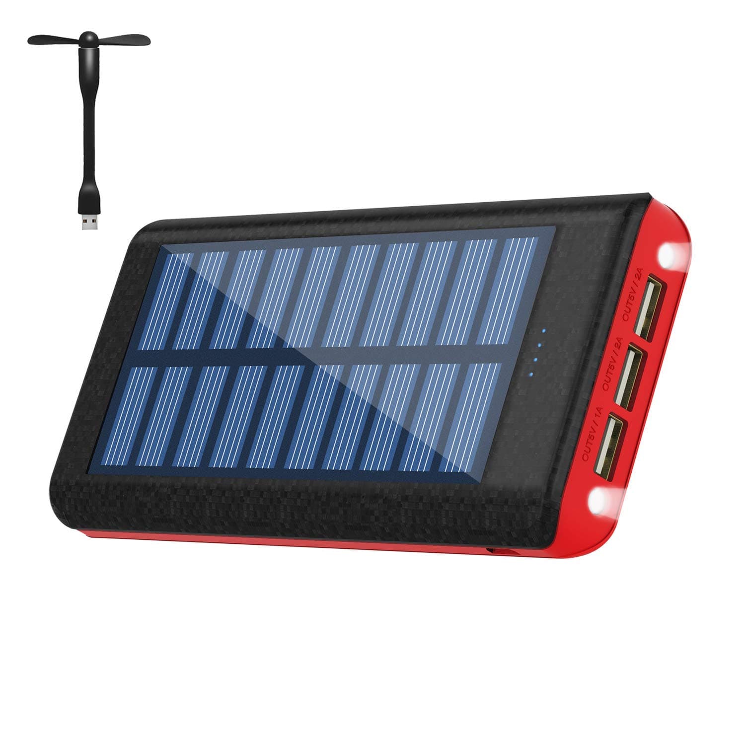 Portable Solar Charger Power Bank 26800mAh Huge Capacity Battery Dual Inpouts 2 USB Outputs Backup Battery with Flashlight Compass Compatible with Android Phone Tablet and Other Smart Devices