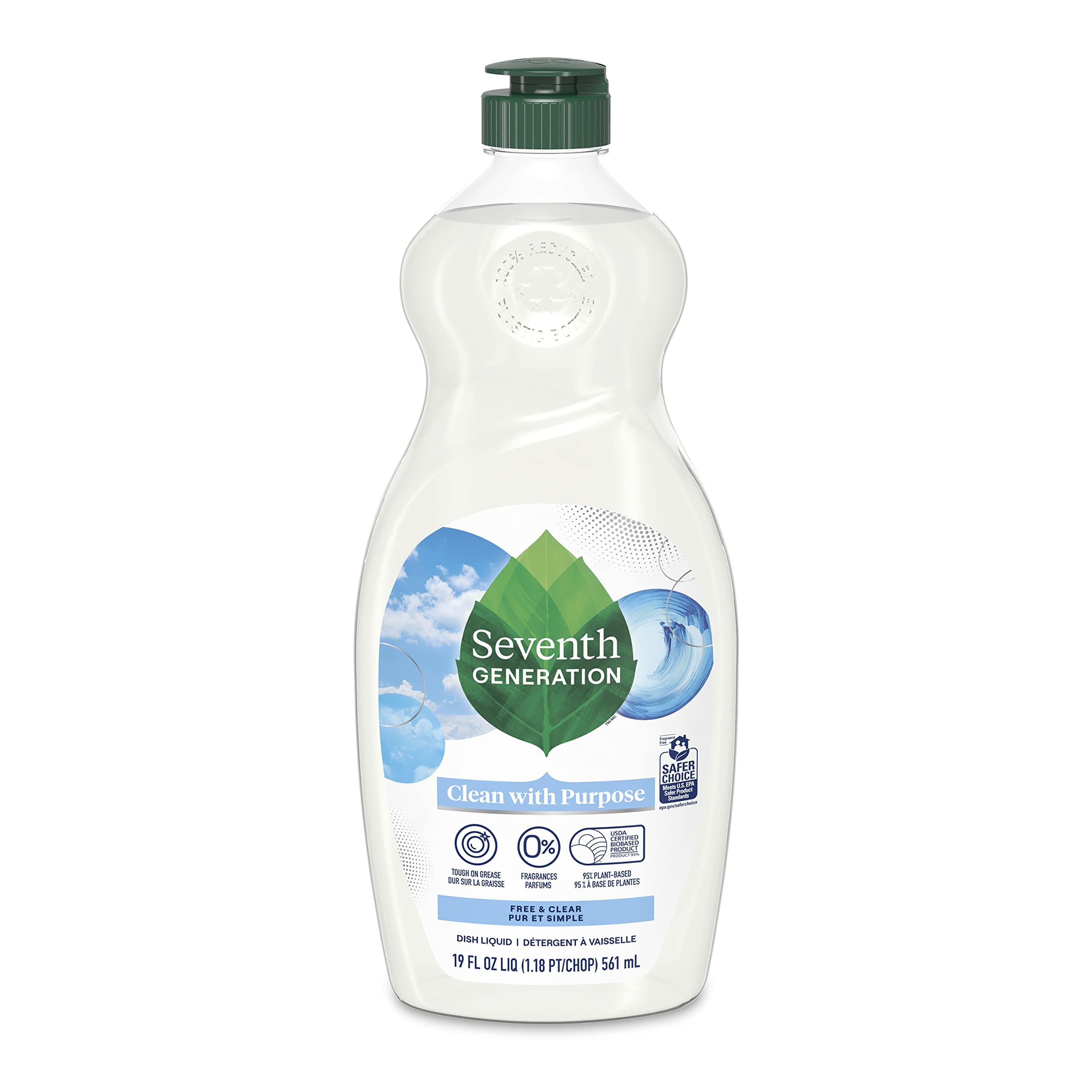 Seventh Generation Dish Liquid Soap Free & Clear liquid soap Dishwashing Soap Dish Soap for sensitive skin 19 oz