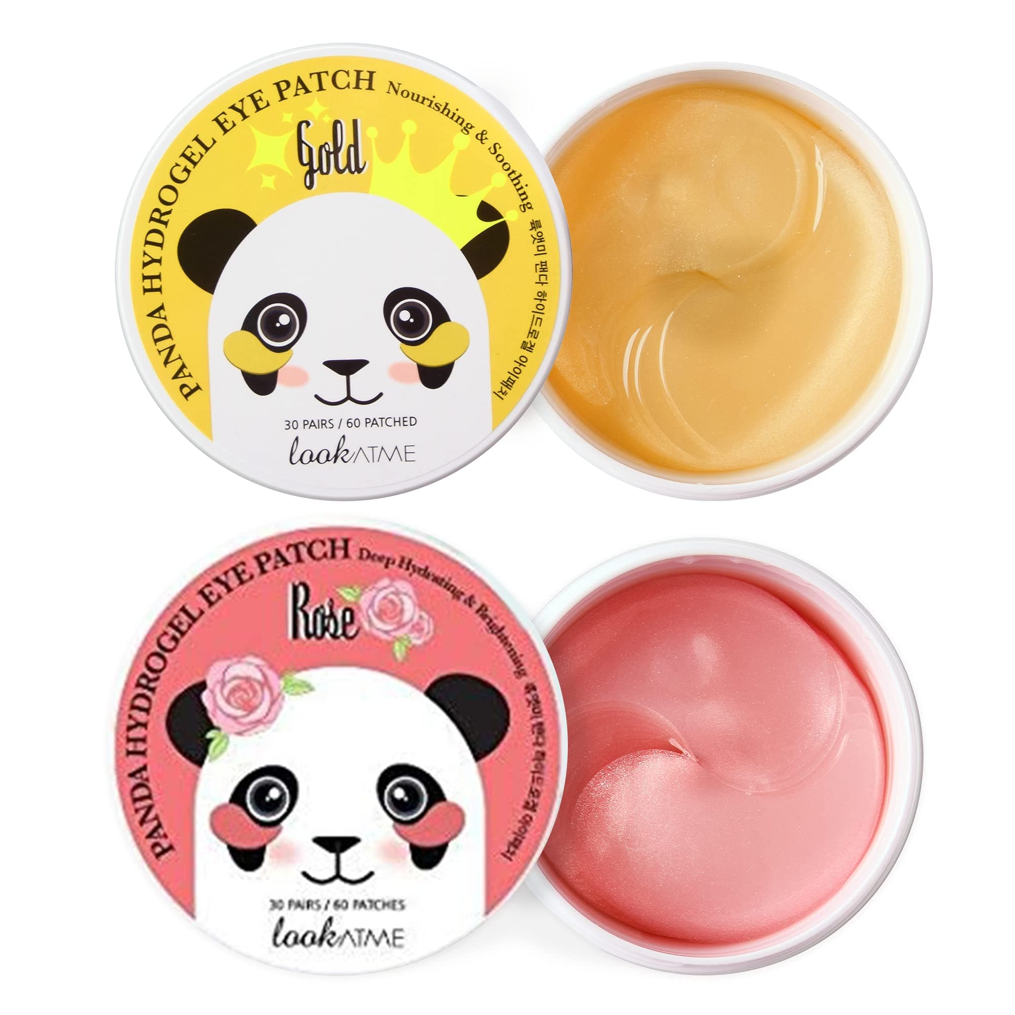 LOOKATME Korean Eye Mask for Dark Circles and Puffiness, Hydrogel Eye Patch for Eye Bags with Rose Gold (60pcs x 2pk), Eye Masks for Puffy Eyes, Hyaluronic Acid and Collagen, Premium Eye Gel Pads