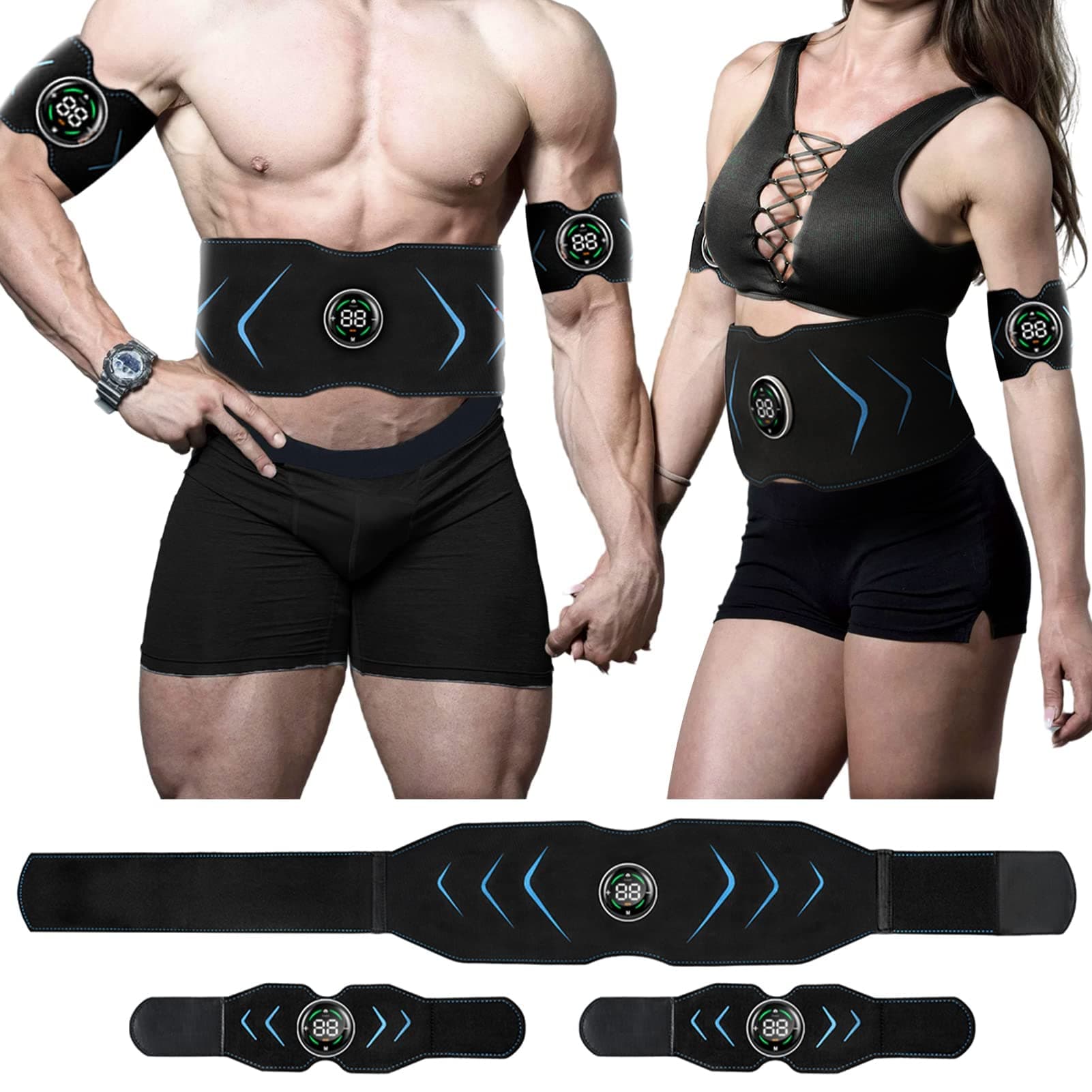 Excefore EMS Muscle Stimulator, Abs Trainer Muscle Stimulator Abs Electric Abdominal Shaping Belt, Training Belt Workout Portable Fitness Equipment Office Home for Abdominal Arm & Leg
