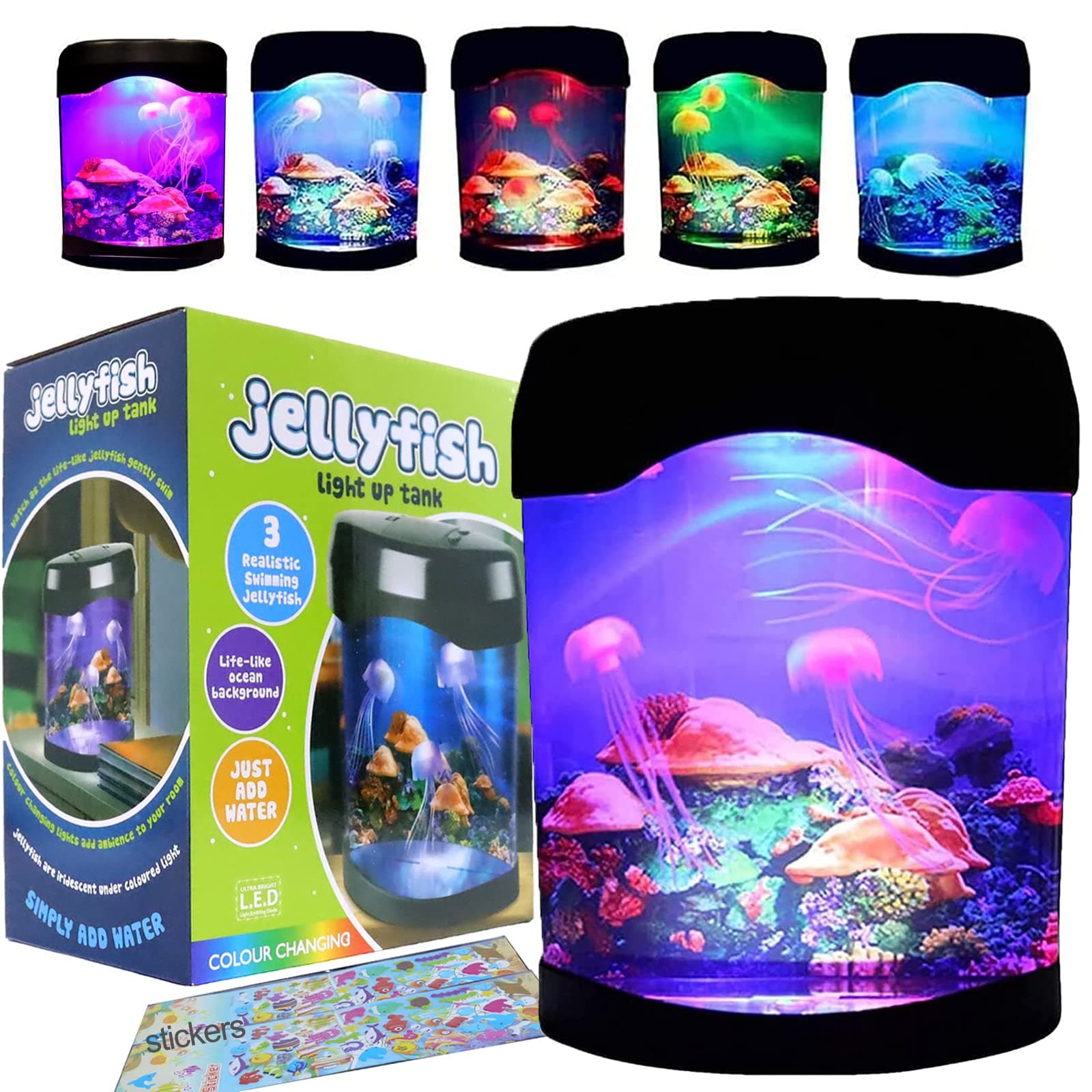 Toycol LED Jellyfish Lamp USB Jellyfish Lamp Electric Aquarium Tank Mood Night Light with 7 Color-Changing for Home Bedroom Decoration Christmas Gift for Kids and Adults