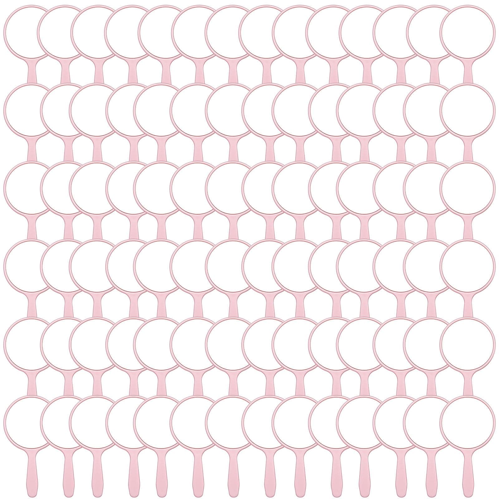 Vinsot 100 Pcs Handheld Mirror Bulk Small Hand Compact Mirrors with Handle Plastic Travel Makeup Portable 3.94 x 2.16 Inch for Birthday Dress up Wedding Practice Pronunciation (Pink)