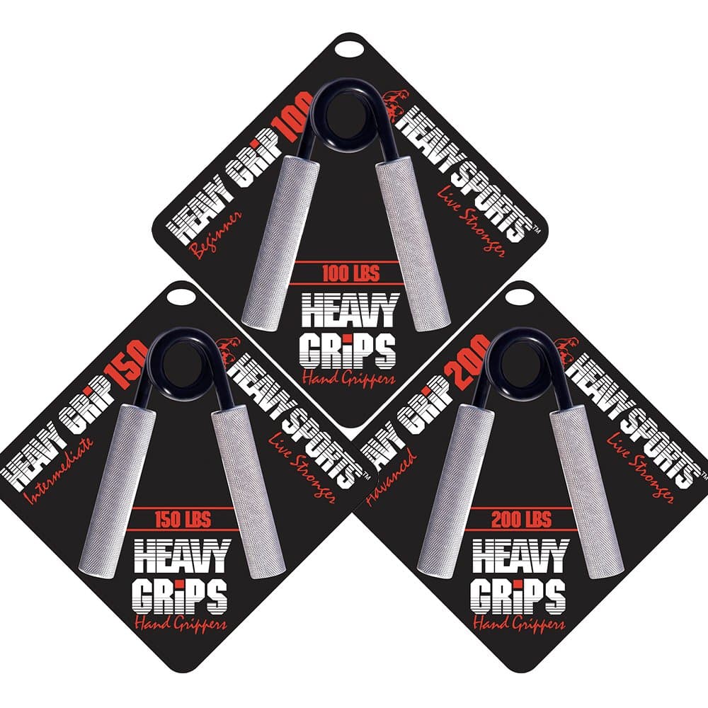 Heavy Grips Hand Grippers - Set of 3 Non-Slip - 100lb, 150lb, 200lb – Effectively Train Your Hand Grip Strength - Targeted Forearm, Wrist & Hand Exercises – Advanced Hand Grip Strengtheners