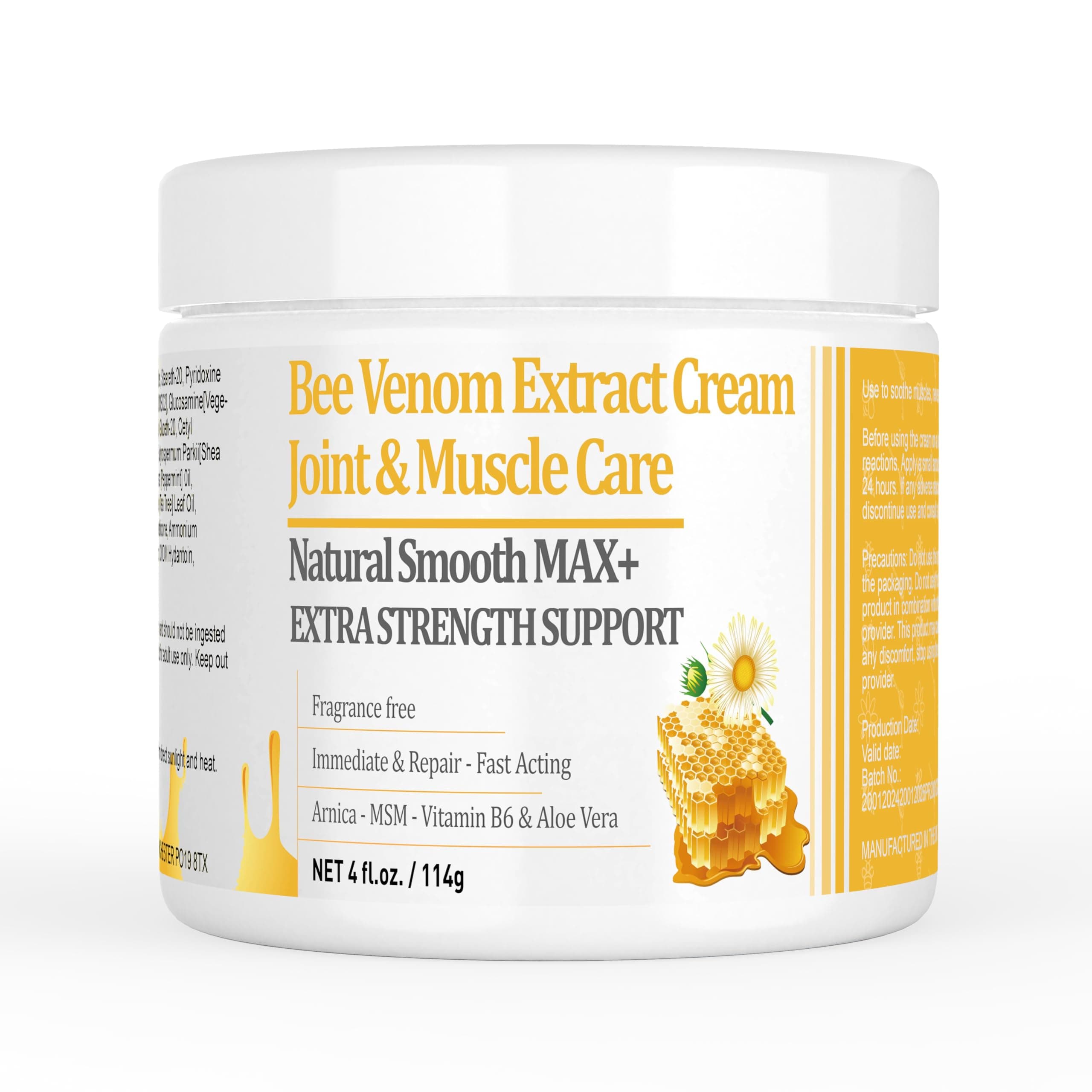 Max Strength Manuka Honey and Bee Venom Muscle Cream, for Joint and Bone Relief, for Shoulder, Back, Neck, Hands, feet, Legs, Knees, Ankles, for Adults, for The Elderly