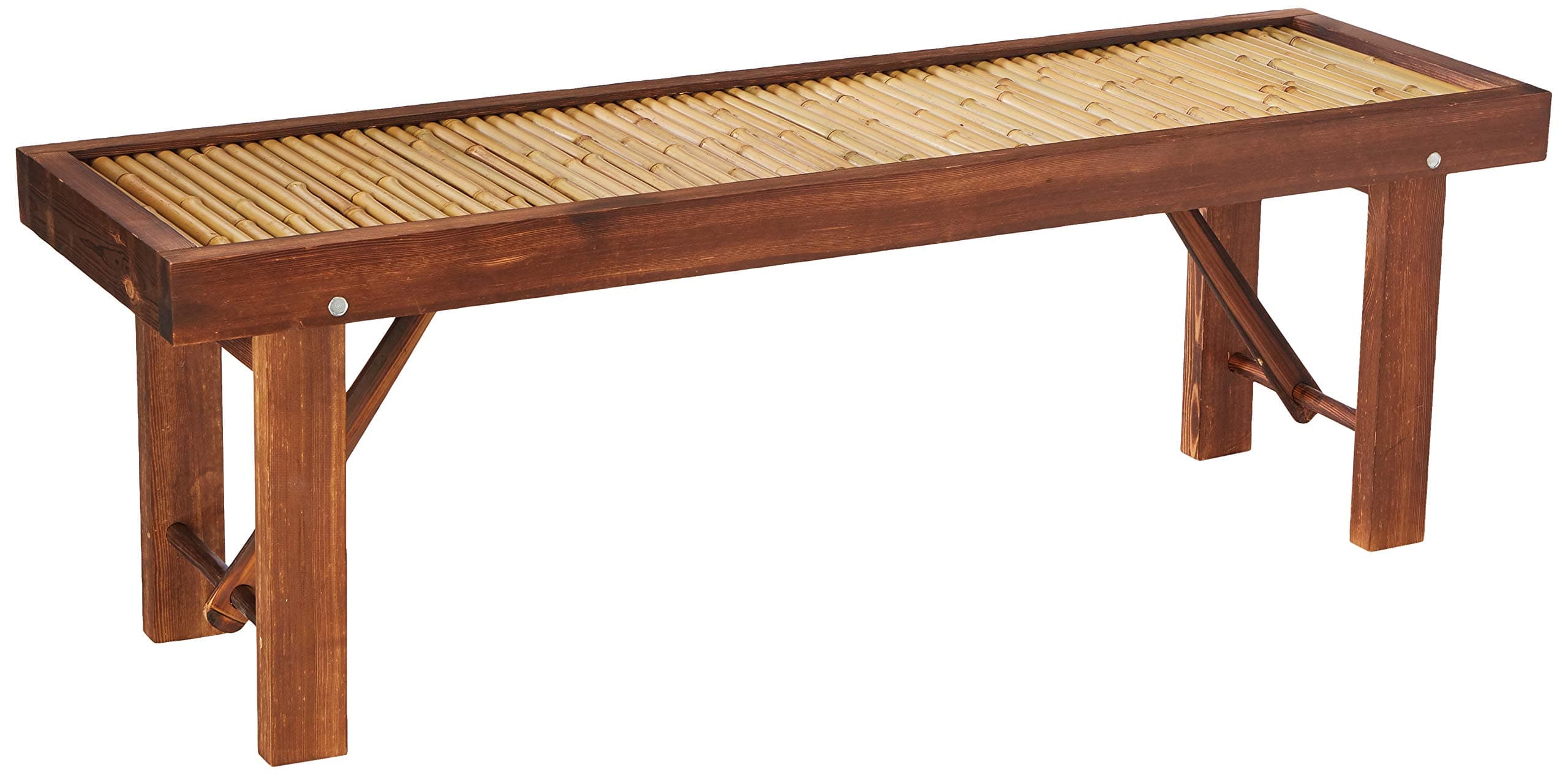 Oriental Furniture Japanese Bamboo Bench w/ Wood Frame