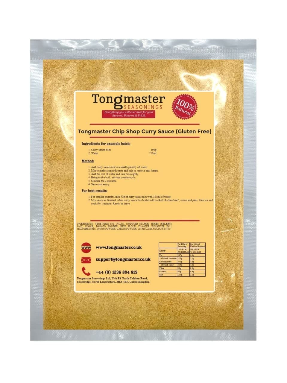 Tongmaster's Chip Shop Curry Sauce (Gluten Free) - 100g