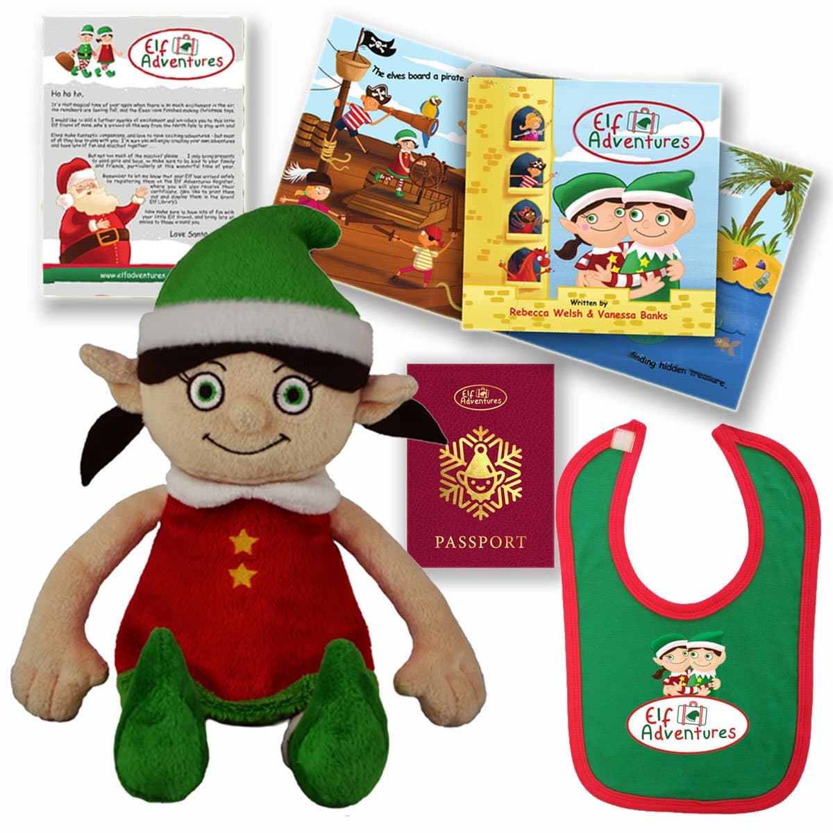 Elf Adventures Girl Elf Soft Toy Baby & Toddler Set - Story Book, Letter from Santa, Shelf Elf, Baby's 1st Christmas