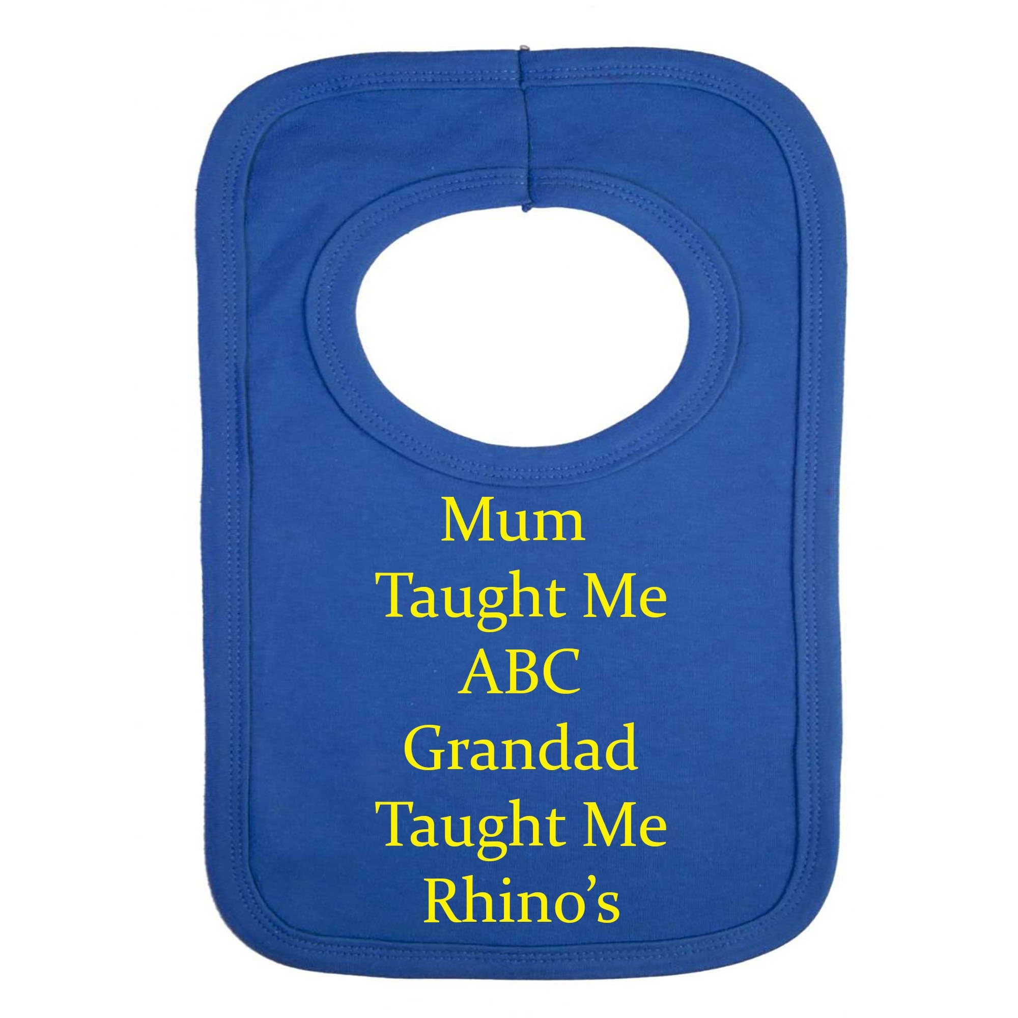 Personalised BIB - LEEDS RHINO'S - Grandad Taught ME - (NO Stickers)- Beautifully Embroided