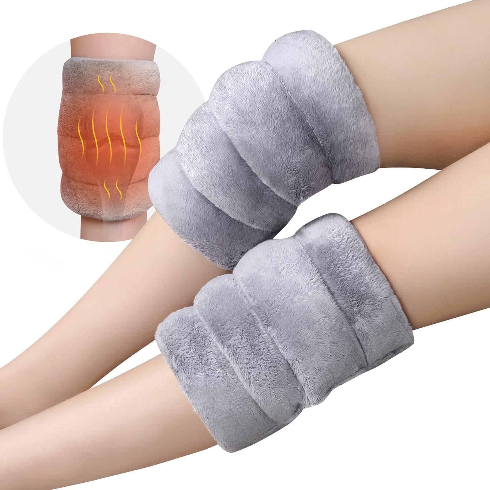 REVIX Microwave Heating Pad for Knee Support, Microwavable Heated Knee Wrap with Moist Heat for Stiffness, Elbow & Joint, Knee Warmer with Hot or Cold Compress for Women & Men, Set of Two