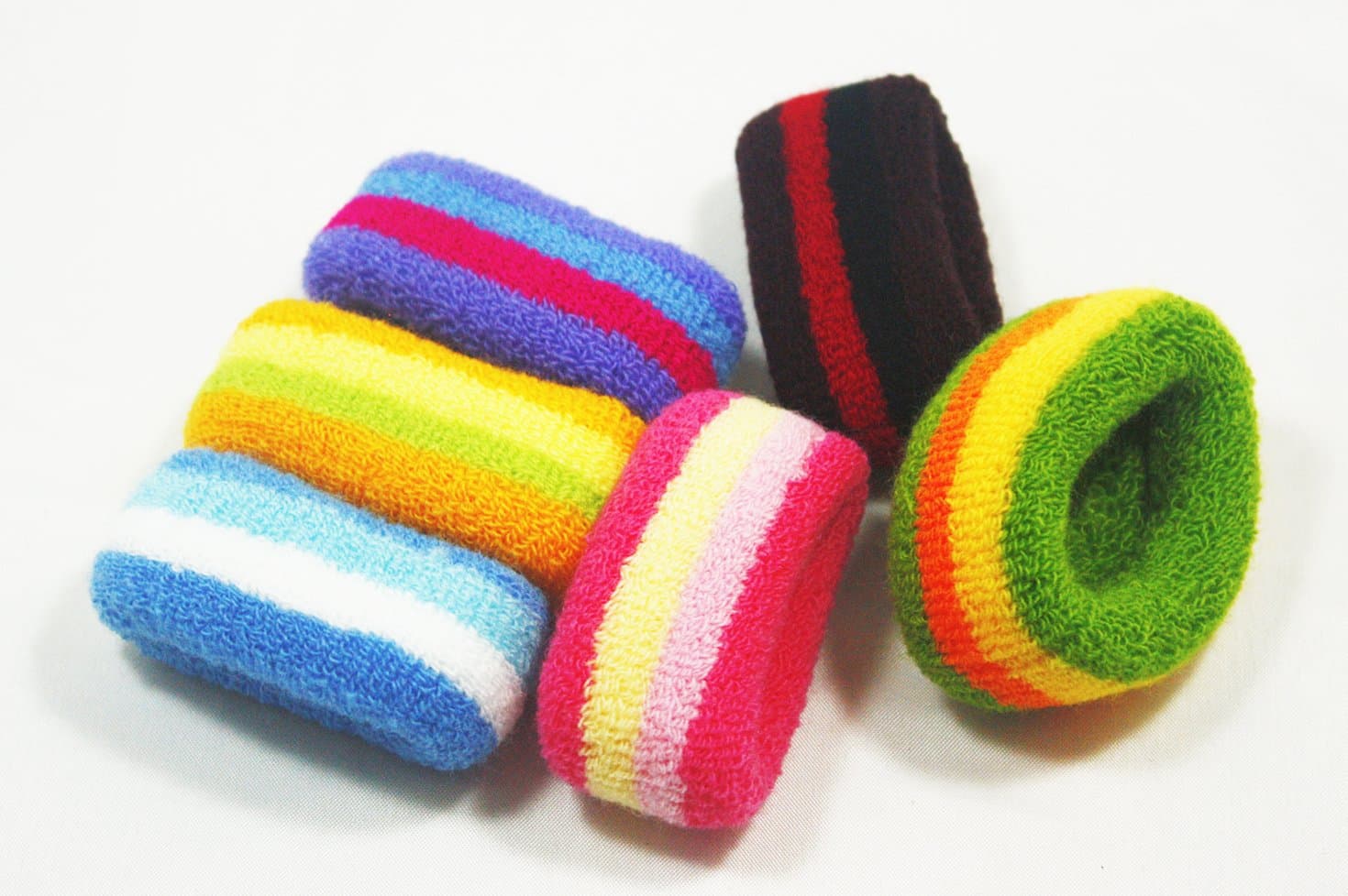 6 Pcs Assorted Color Rainbow Hair Ties Scrunchies