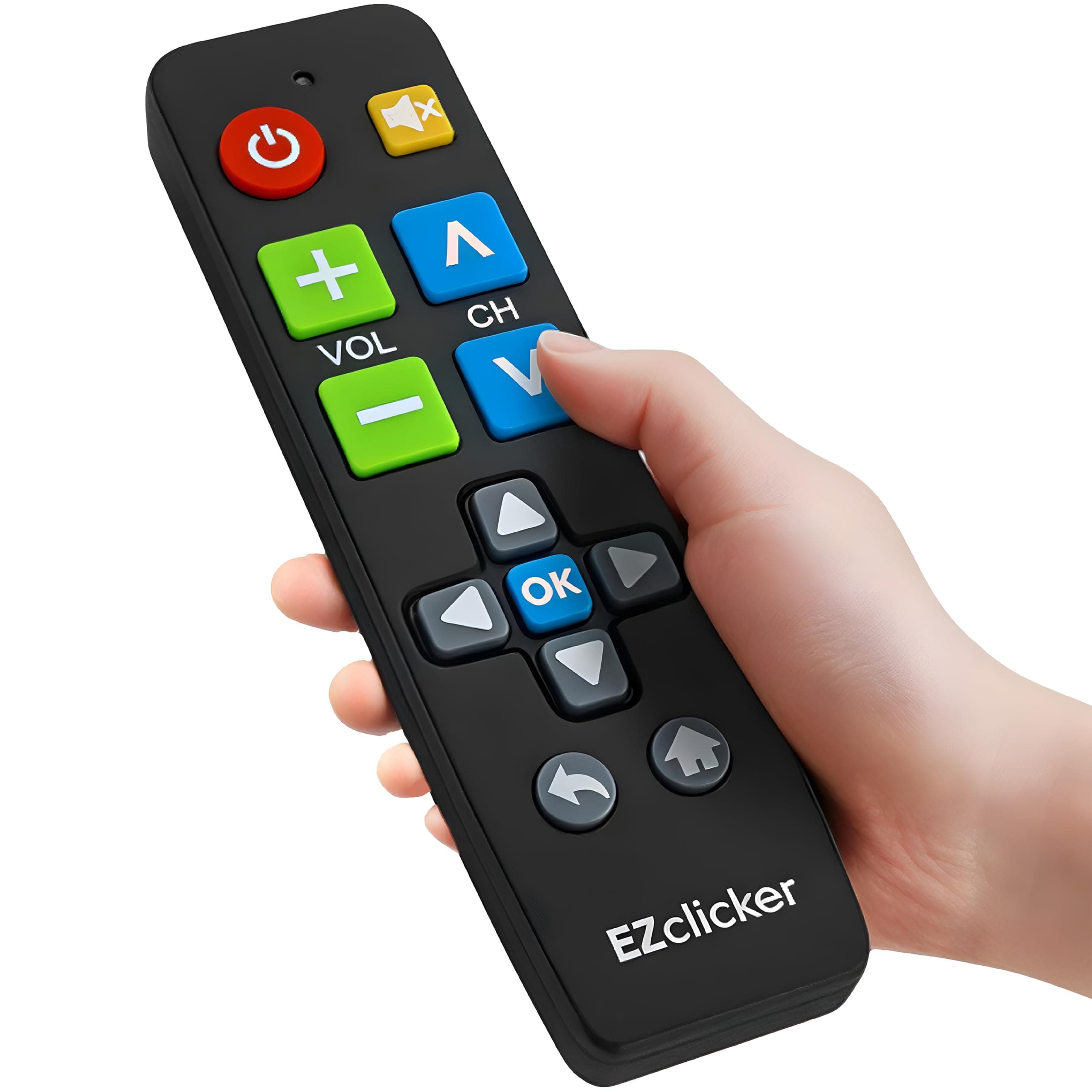 EZclicker Big Button Universal TV Remote (Black) Simple Easy to Use, Works with Major TV Brands (2xAAA Batteries Not Included)