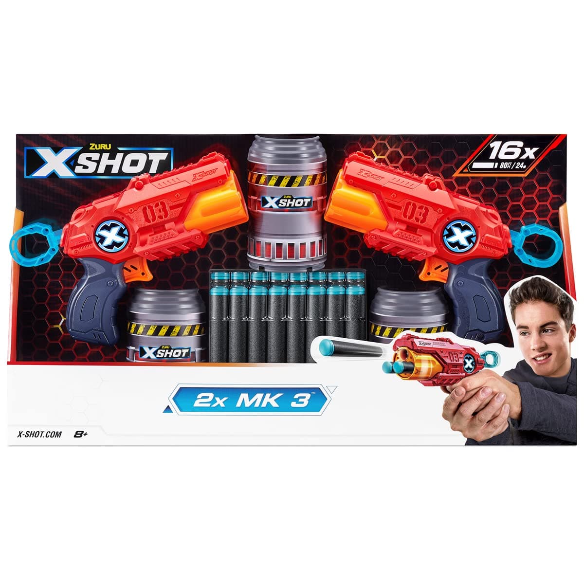X-Shot Excel Double MK 3 Blaster Combo Pack (16 Darts, 3 Cans)