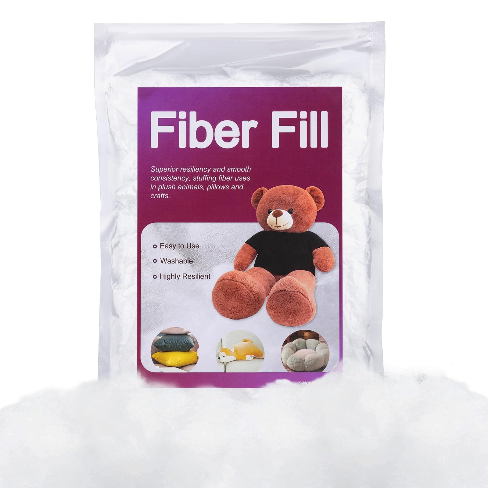 BUTUZE 5.29oz/150g Polyfill Stuffing Fiber Fill, (2.1oz-4.4lb) White Premium Fiberfill Stuffing for Craft, Crochet Stuffing, Stuffing for Stuffed Animals, Cotton Batting - Sealed Packaging