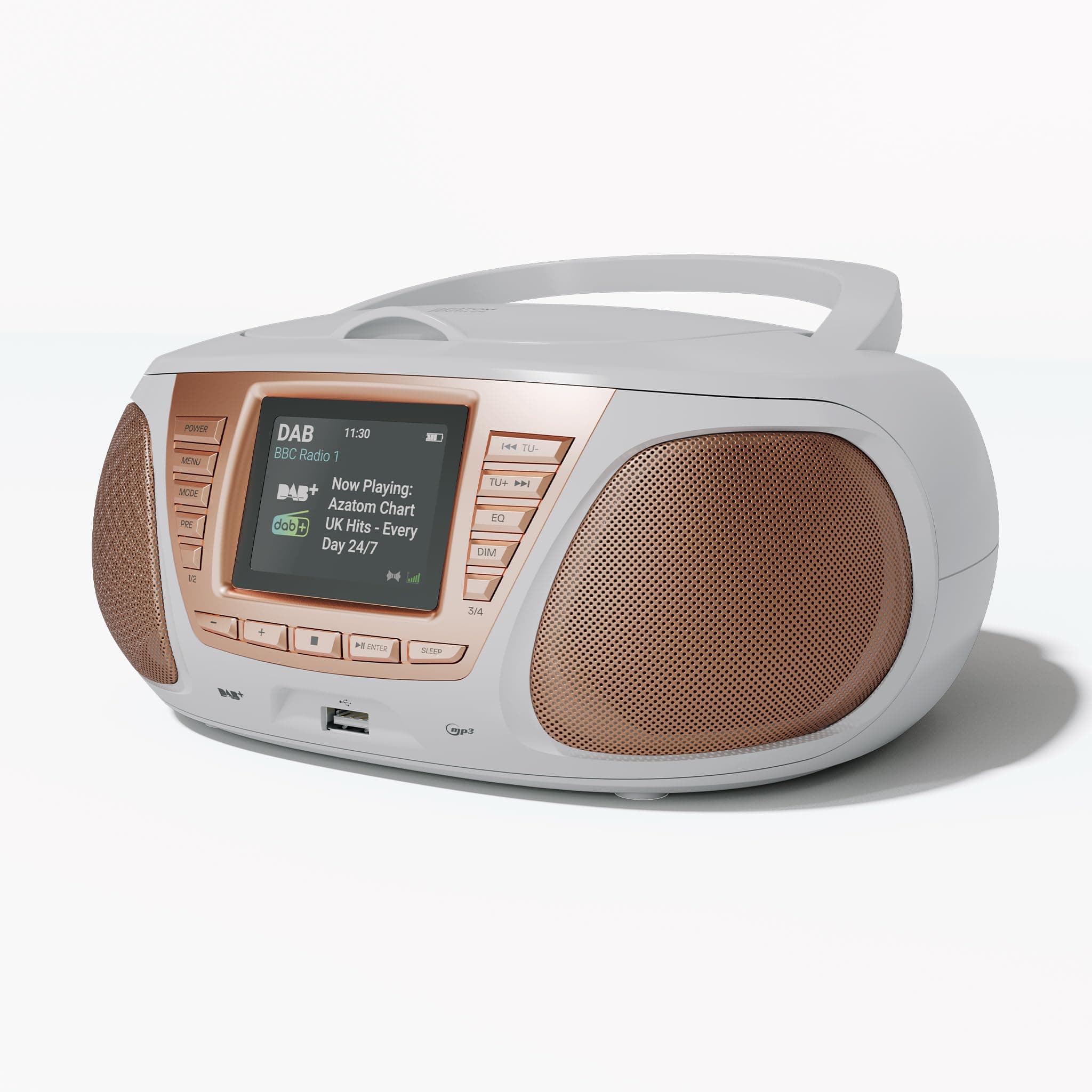 Portable CD Player with DAB/DAB+/FM Digital Radio | Bluetooth & USB MP3 Player | Large Display | Battery & Mains Powered (6x”C”) | Perfect for Home, Office or Outdoors | AZATOM Zenith Z4 (White)