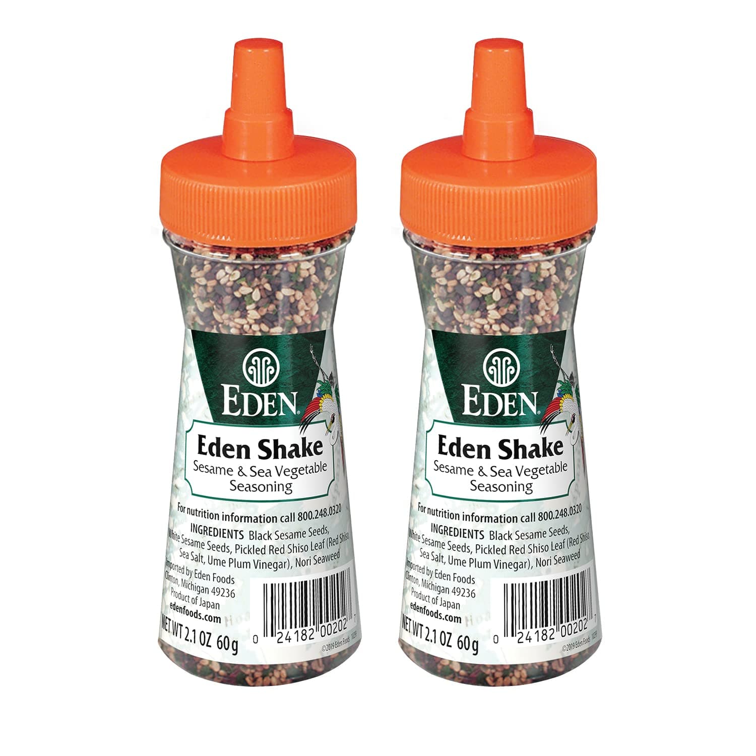 Eden Foods, Eden Shake, Sesame and Sea Vegetable Seasoning, 2.1 oz (60 g) - (Pack Of 2))