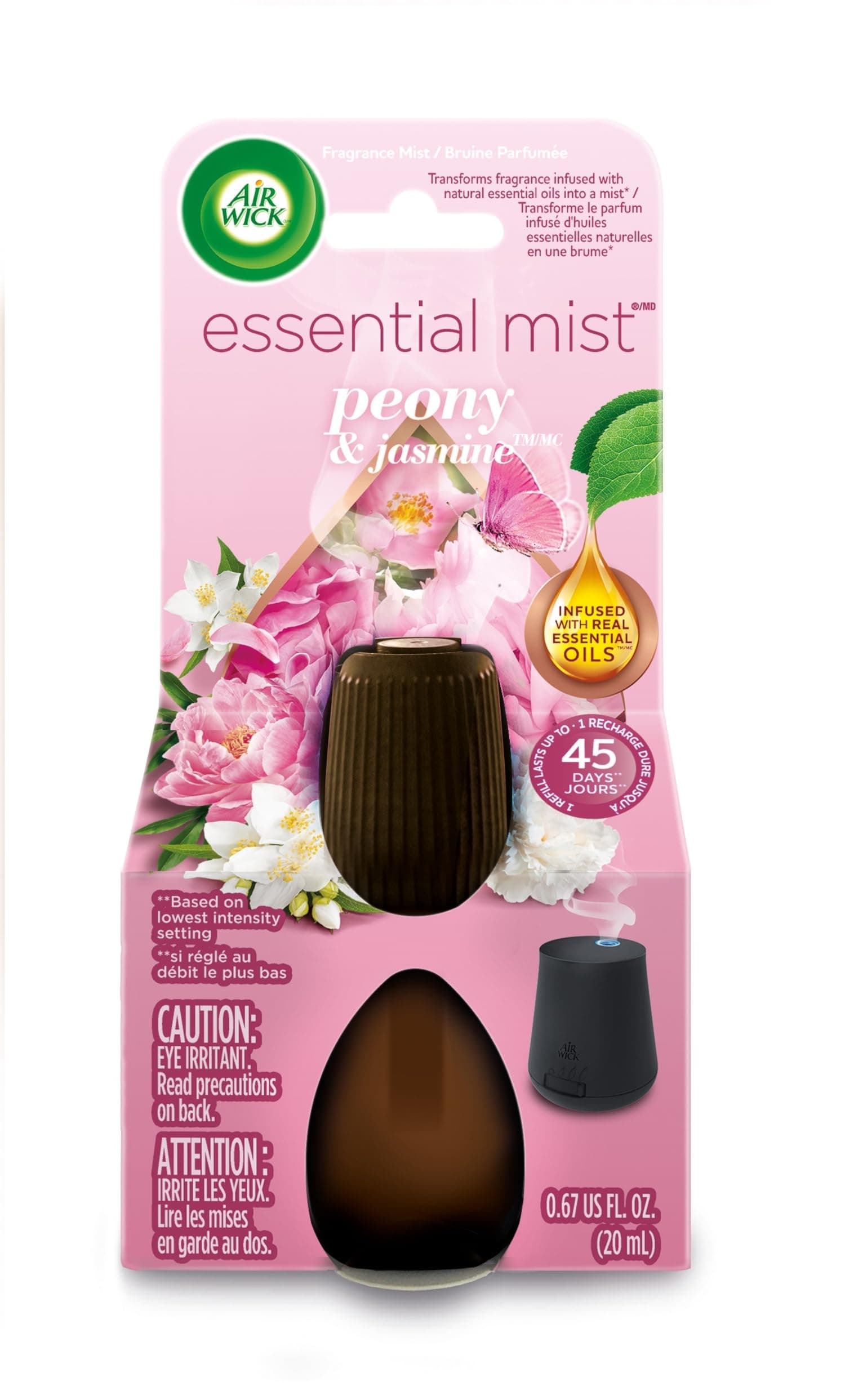 Essential Oils Diffuser Mist Refill, Peony & Jasmine, 1Ct, Air Freshener, Pack of 1