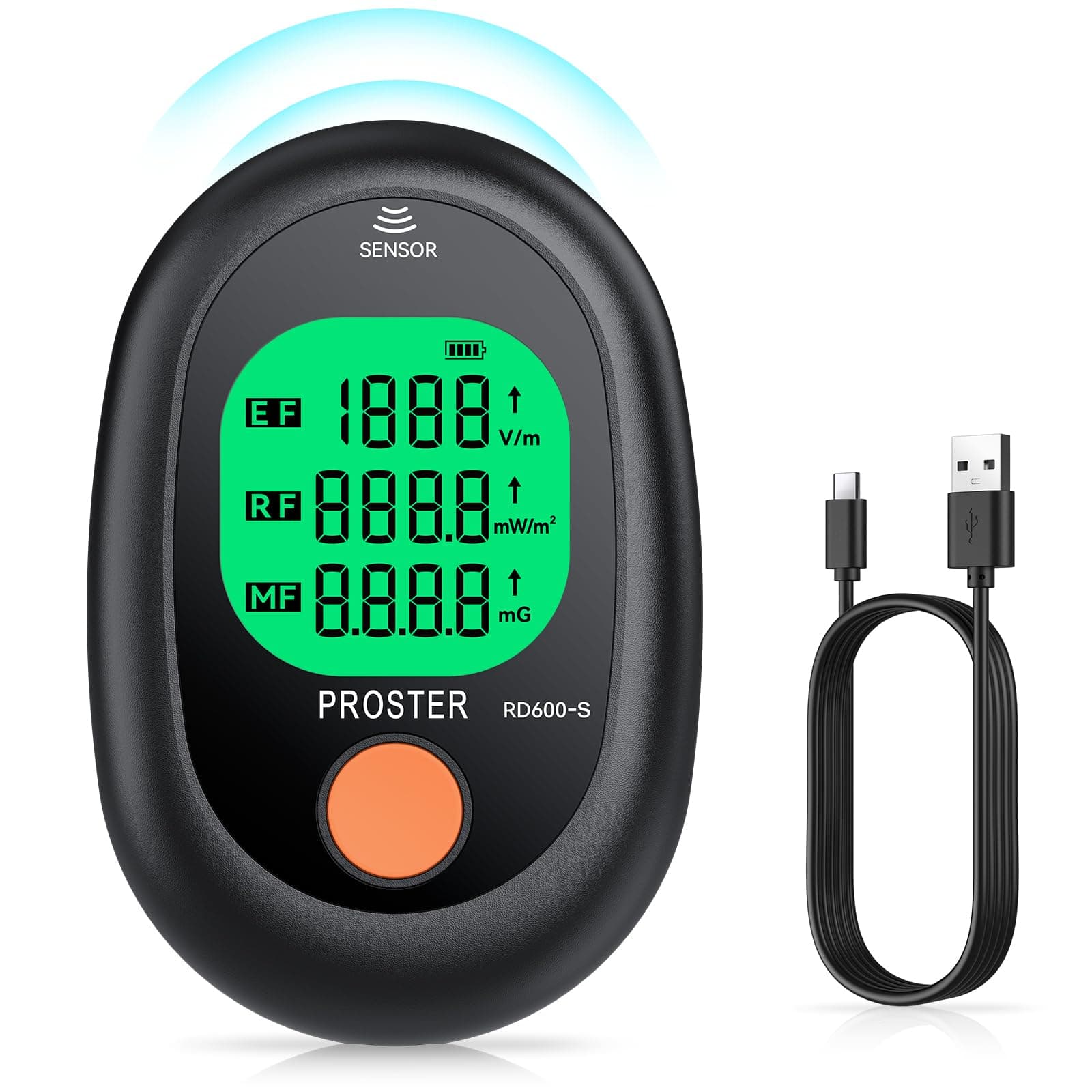 Proster USB-C Rechargeable EMF Meter, 3 in 1 Electromagnetic Field Detector for EF RF MF, 5G&WiFi Radiation Tester EMF Reader with Alert & Tri-Colour Real-Time Display for Home Safety & Ghost Hunting