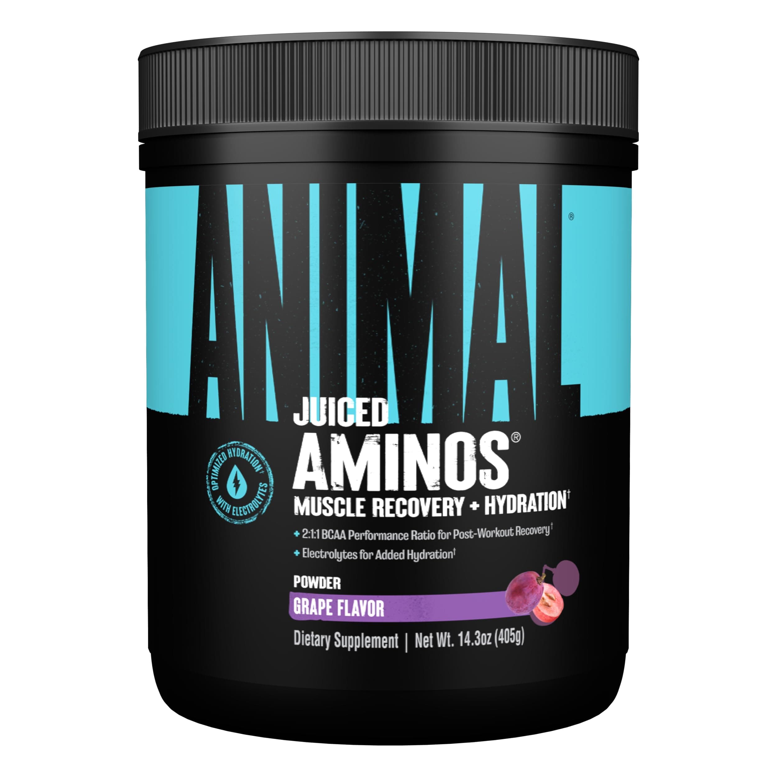 Animal Juiced Amino Acids - BCAA Powder EAA Matrix Plus Hydration with Electrolytes and Sea Salt Anytime Recovery and Improved Performance, Grape Flavor, 30 Servings