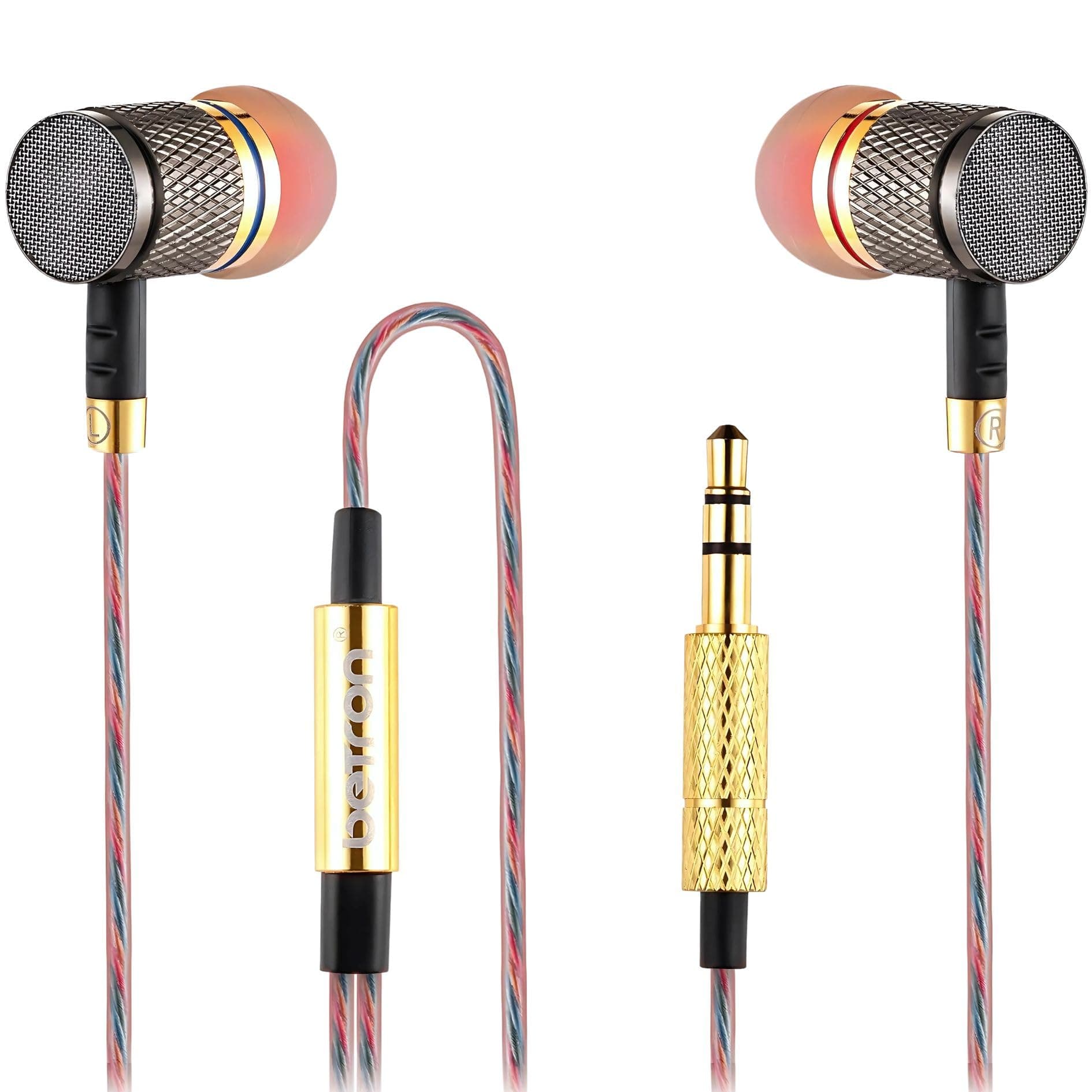 YSM1000 Wired In-Ear Headphones, Noise Isolating Earbuds with Powerful Bass Sound, Tangle-Free Cable and 3.5mm Jack for Phone, Laptop, Tablet