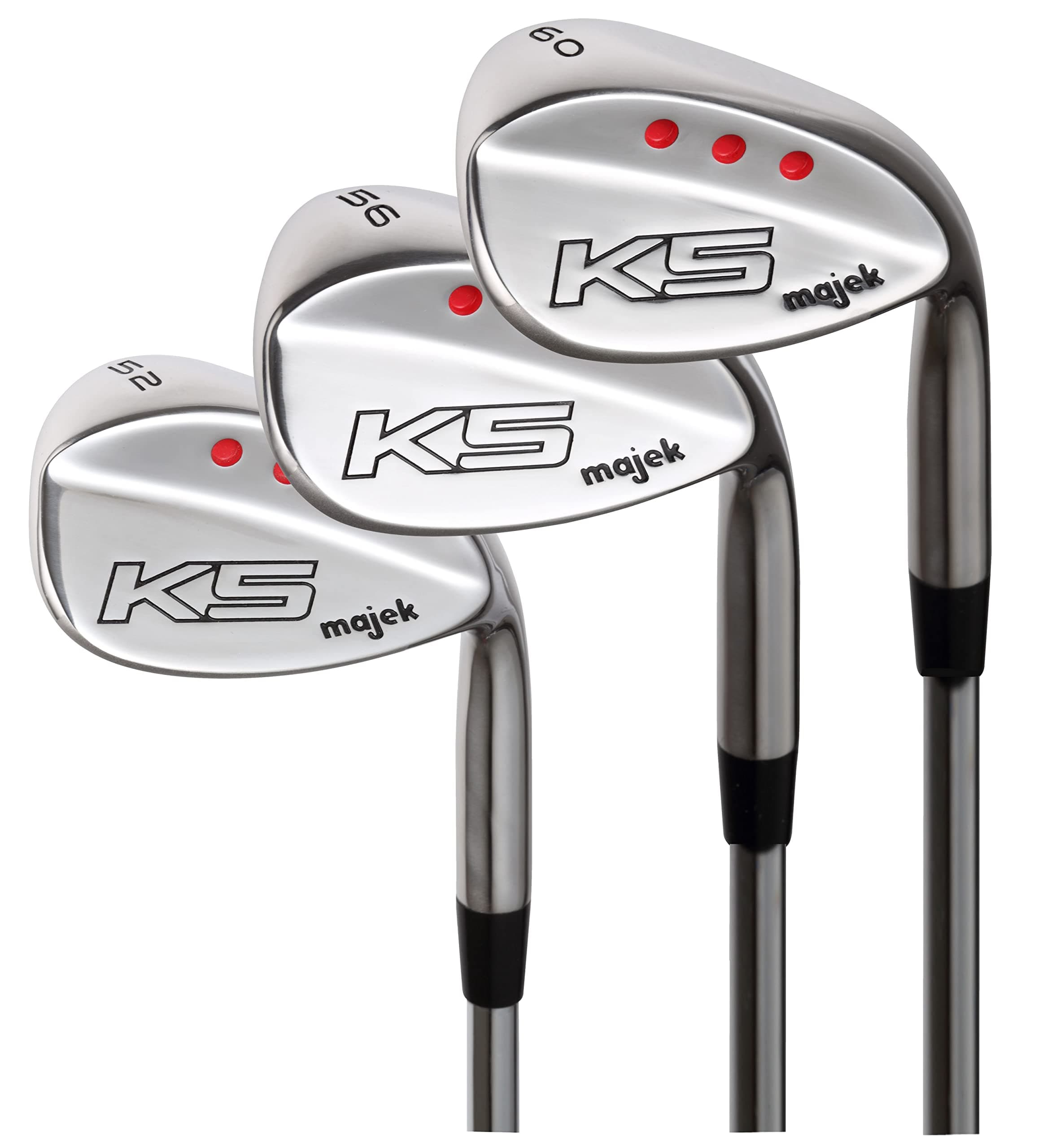 MajekGolf Senior Men's Complete Wedge Set: 52° Gap Wedge (GW), 56° Sand Wedge (SW), 60° Lob Wedge (LW) Right Handed Senior Flex Steel Shaft with Premium Arthritic Men's Golf Grip