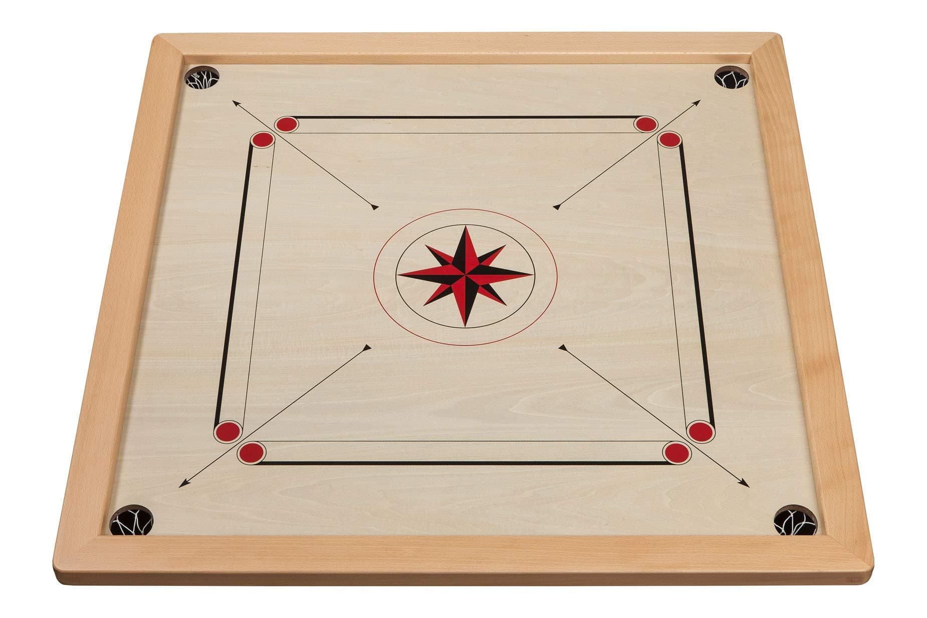 Carrom Set with Accessories (Regulation-Size Carrom Board, Red Star Design)