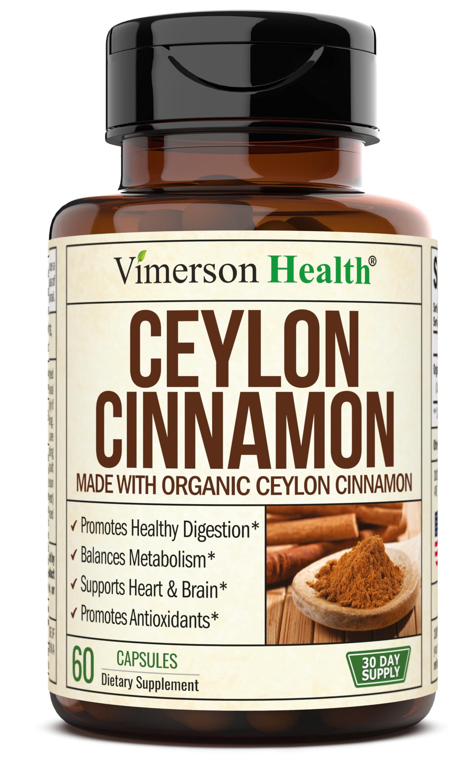 Vimerson Health True Ceylon Cinnamon Supplement, 60 Capsules