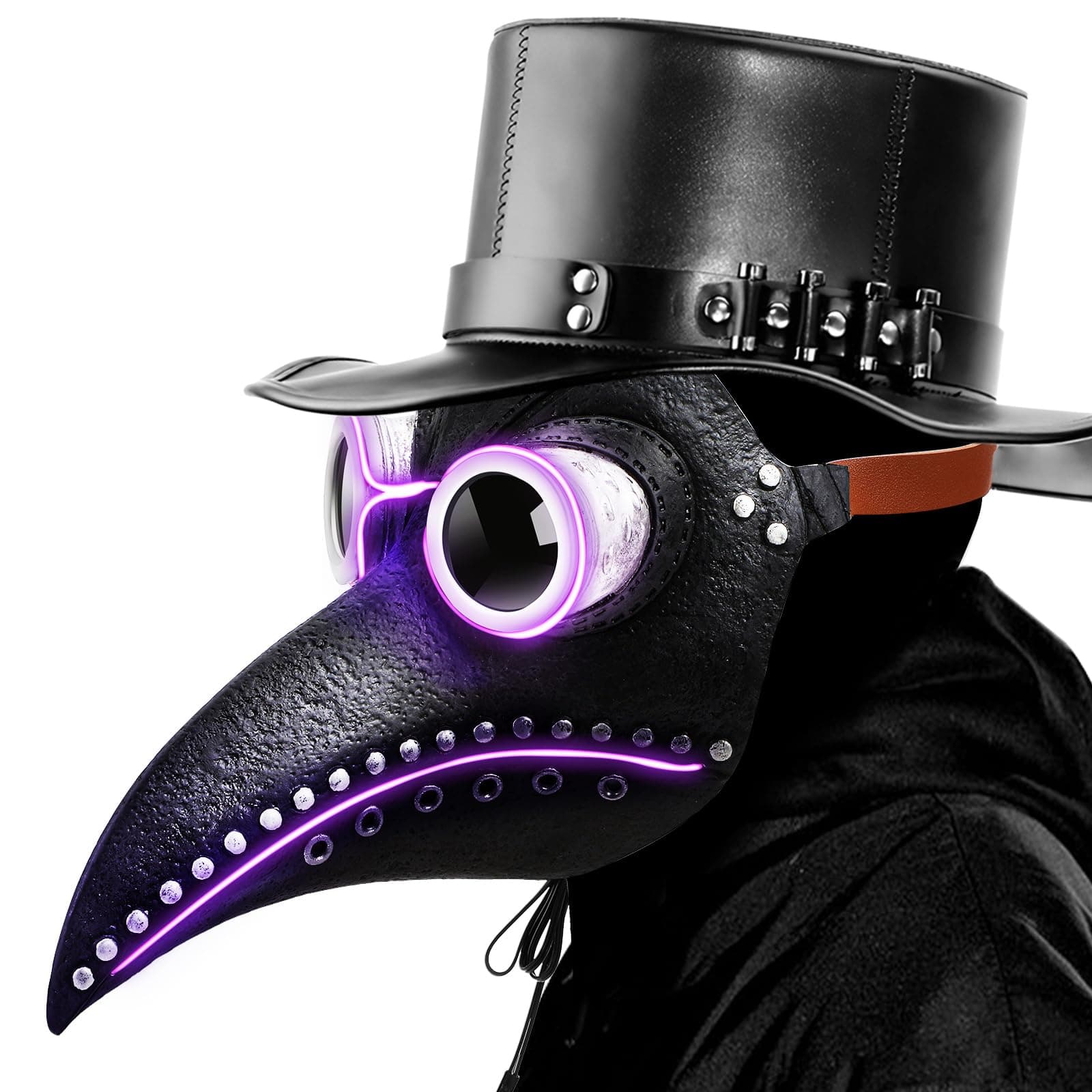 CestMall Plague Doctor Mask for Men Women, Steampunk Mask with 3 models Adjustable Light Black Latex Masquerade Mask Rivet Long Nose Bird Beak Mask for Festival Halloween X-mas Party Carnival Cosplay