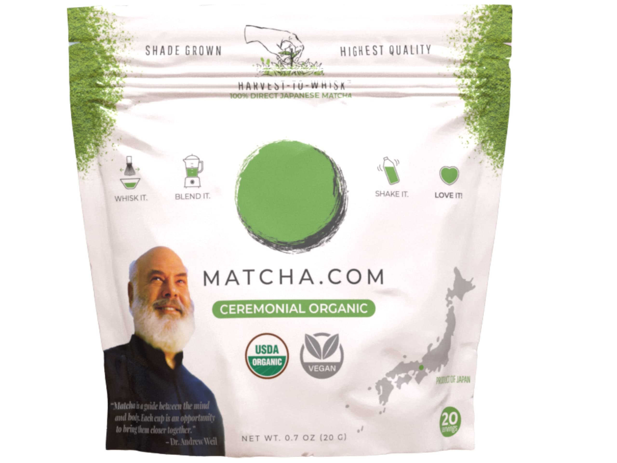 - Dr. Weil Matcha Kari - 20 Gram Pouch Matcha Green Tea Powder - Japanese Ceremonial Grade