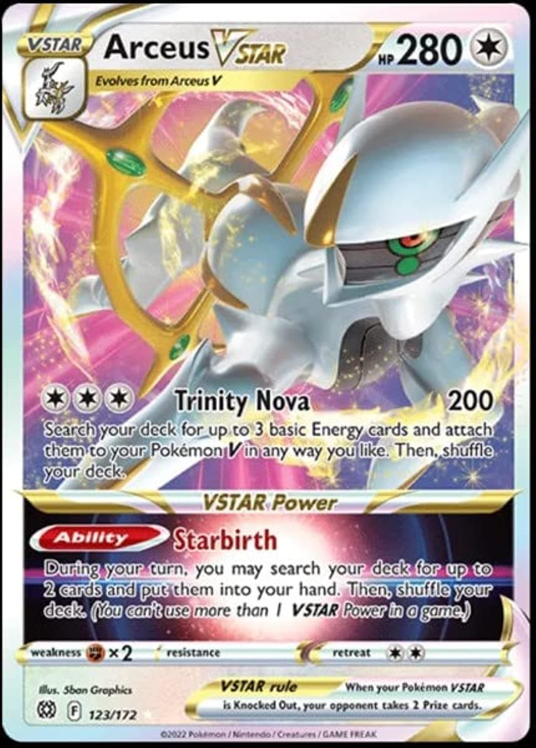 Pokemon Arceus VSTAR 123/172 Brilliant Stars - Ultra Rare Card for Adult,pack of 1
