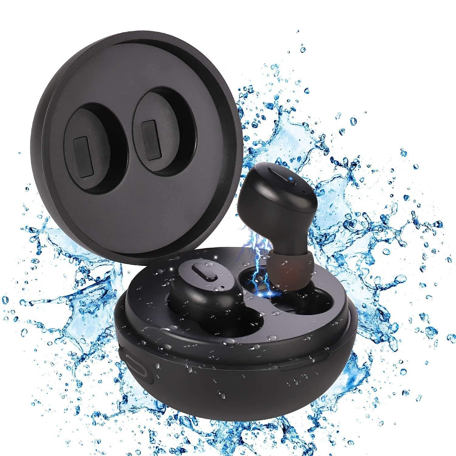 IP68 Waterproof Bluetooth Headphones - Wireless Earbuds Deep Bass Stereo Sound Wireless Headphones Built-in Mic Car Bluetooth Headset with Wireless Charging Case for iPhone Android Phone