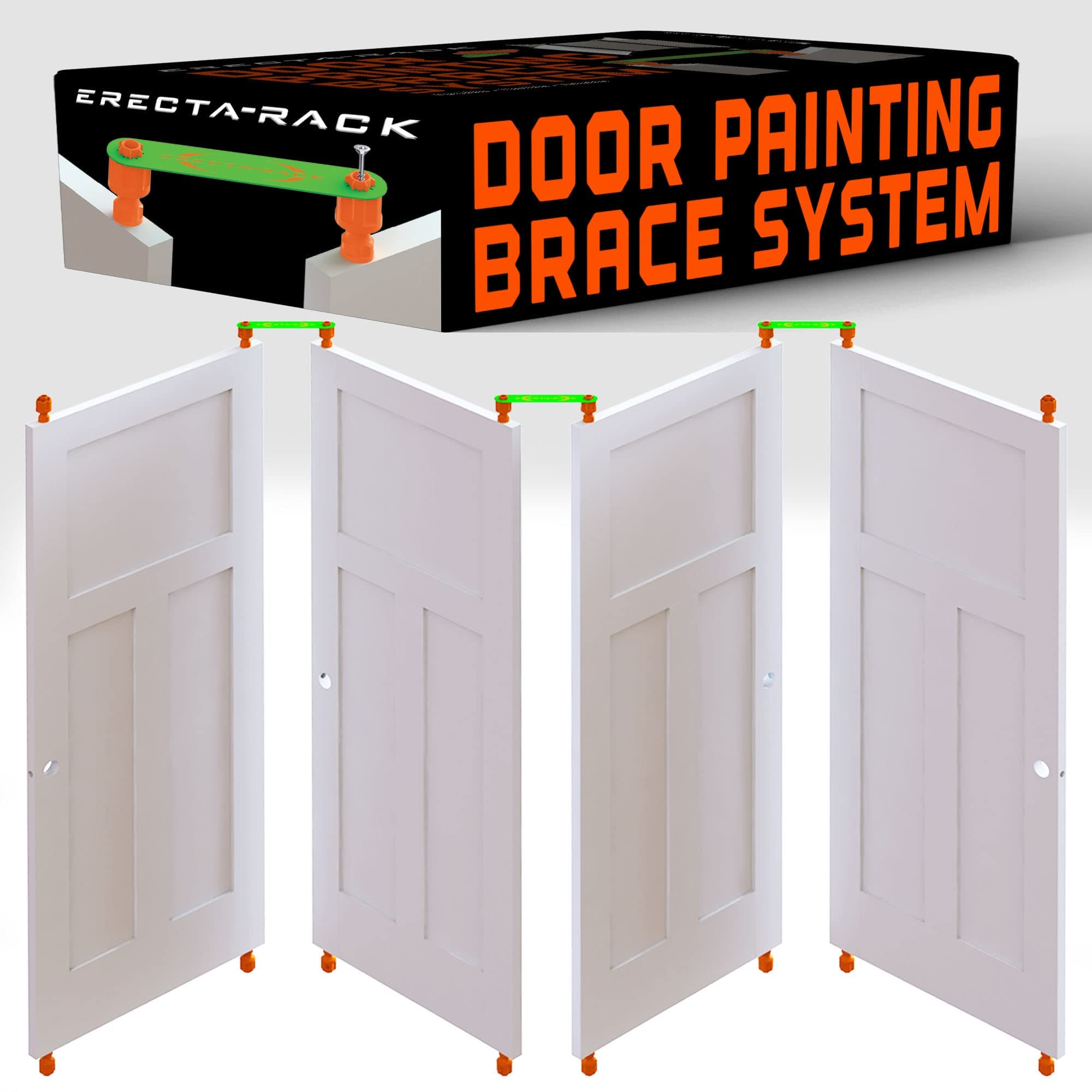Erecta-Rack Door Stands for Painting, Paint Rack Brackets Drying System, for Doors, Space Saving Portable, Configurable, for Interior, Exterior, Spraying, Roll, Brush, DIY, Professional Painters