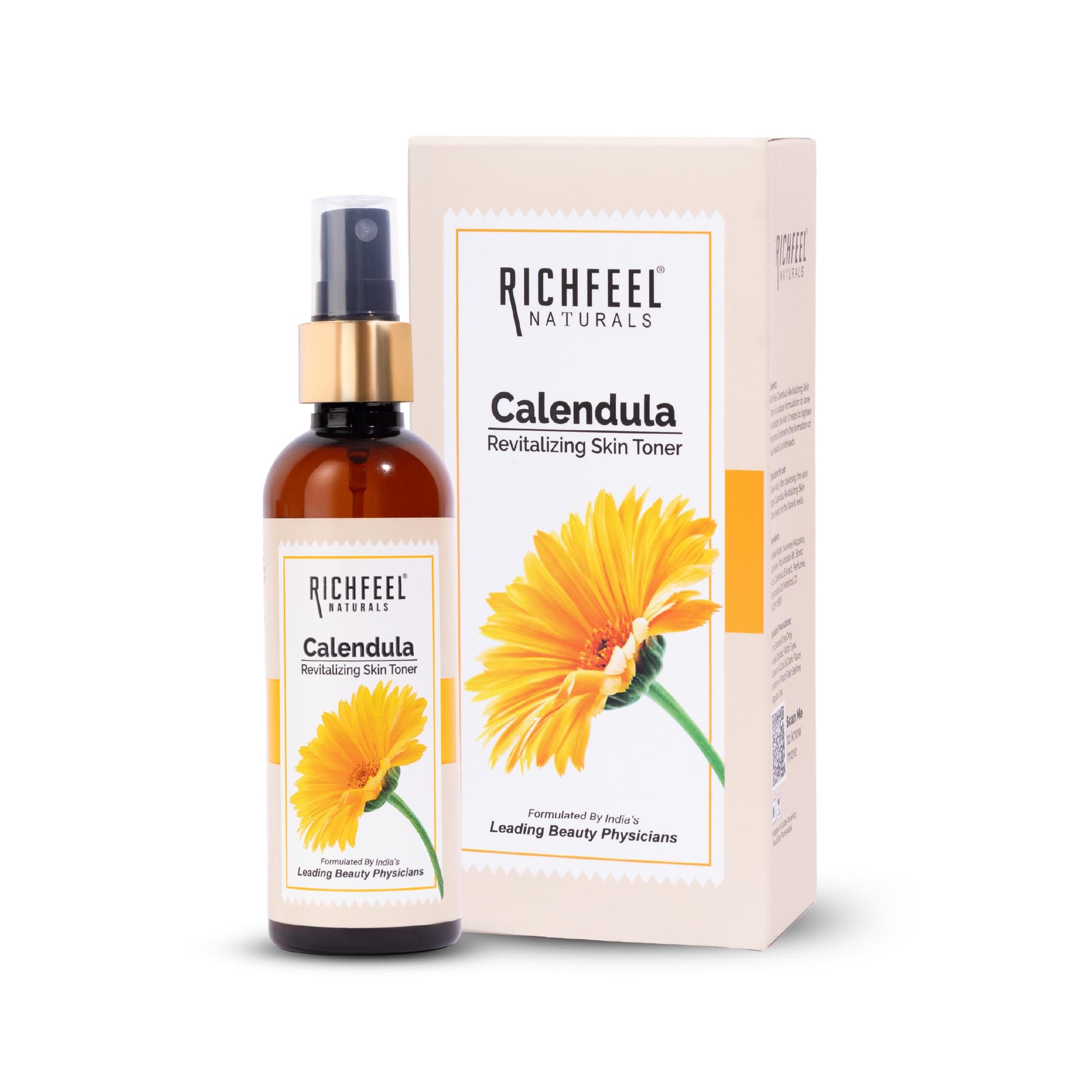 Calendula Revitalising Skin Toner | Power of Soothing Calendula Extracts | For skin prone to Acne & Blemishes | Physician Formulated | 80 Ml