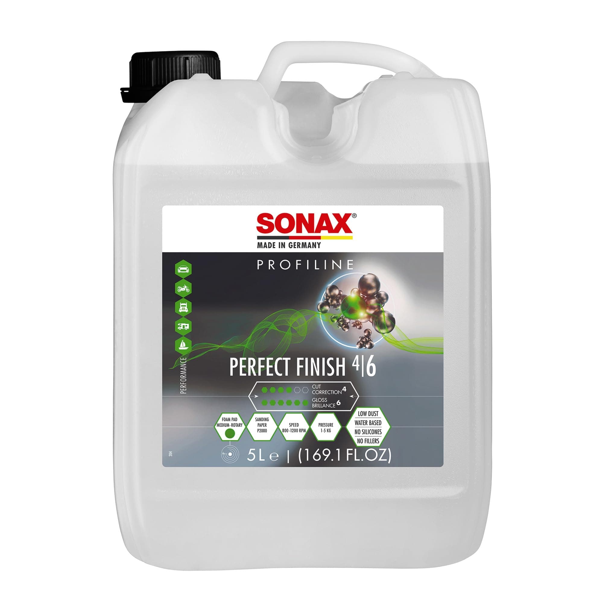 SONAX Perfect Finish 5L | Scratch and Swirl Remover Polish | Machine Compound | Paint Correction Polish | High Gloss | Black Paint Polish | No Fillers Paint Correction | 224500